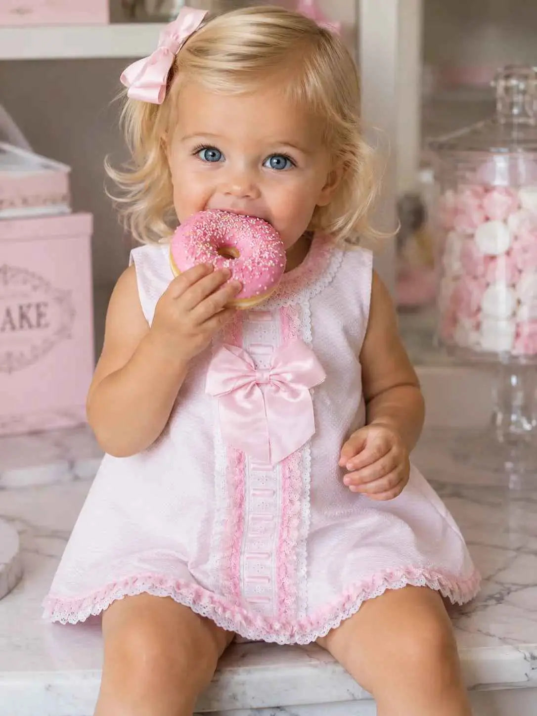 SS26 Baby Girls Pink Pique A Line Dress