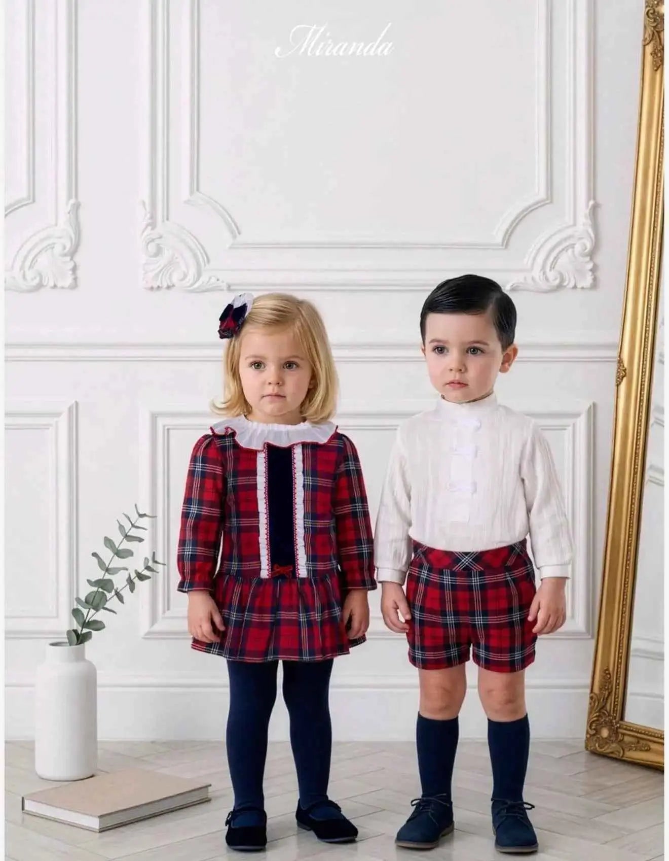 AW26 Miranda Baby Boys Red Tartan Shorts Set
