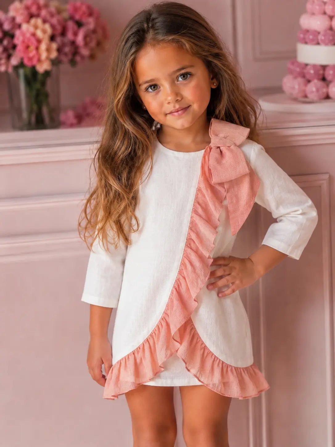 EXCLUSIVE - Babine Girls Linen Frill Dress Babine