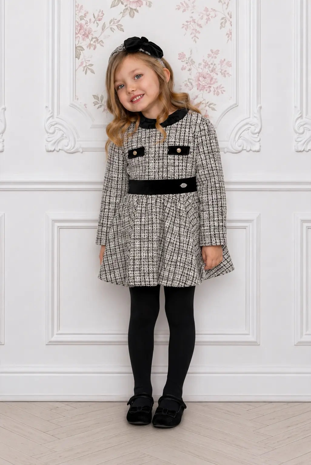 AW26 Miranda Girls Black Tweed Dress Miranda
