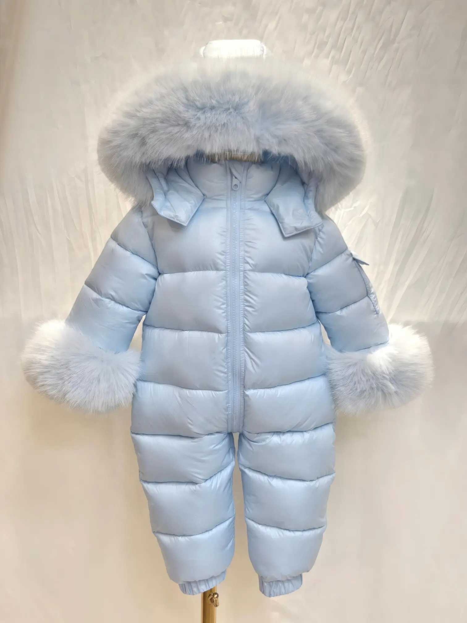 Baby Blue Detachable Fur Snowsuit - In Stock Dainty Delilah