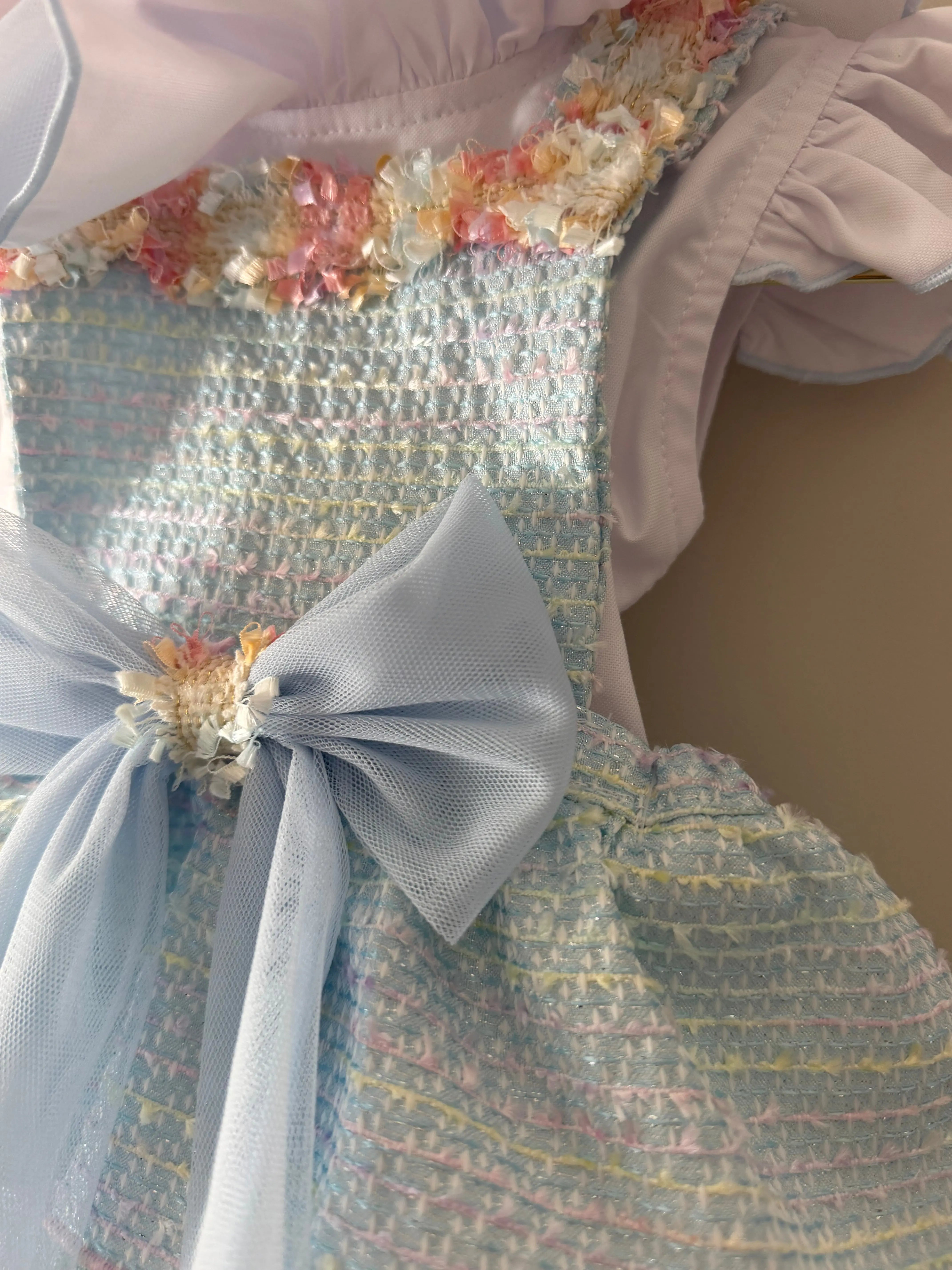 SS26 Naxos Baby Girls Blue Rainbow Shirt & H Bar Romper Naxos