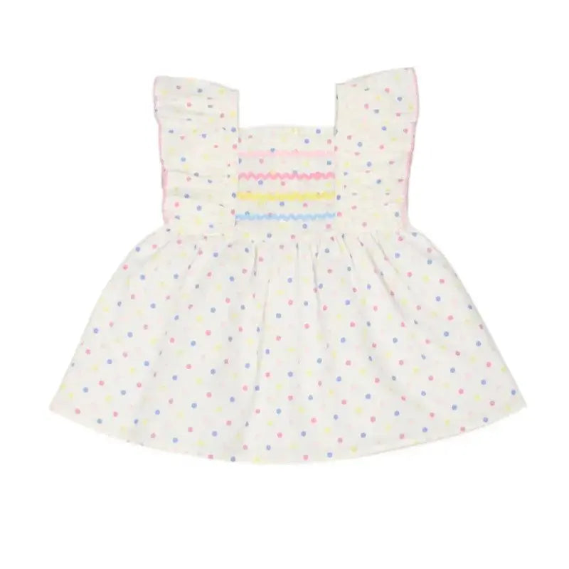 SS26 Baby Girls Pastel Polka Dot Dress Dainty Delilah