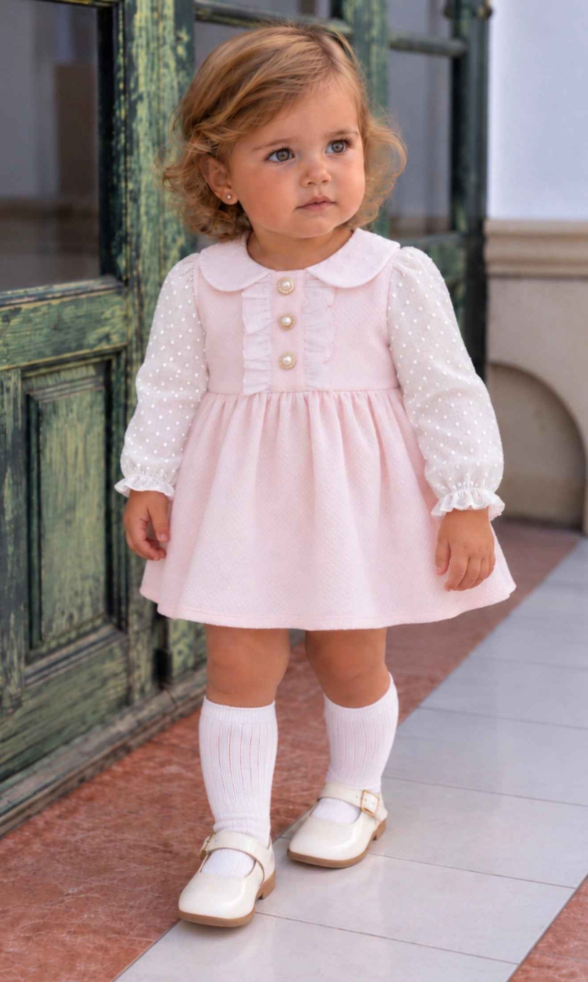 AW26 Lor Miral Baby Girls Pink Spanish Pique Classic Dress