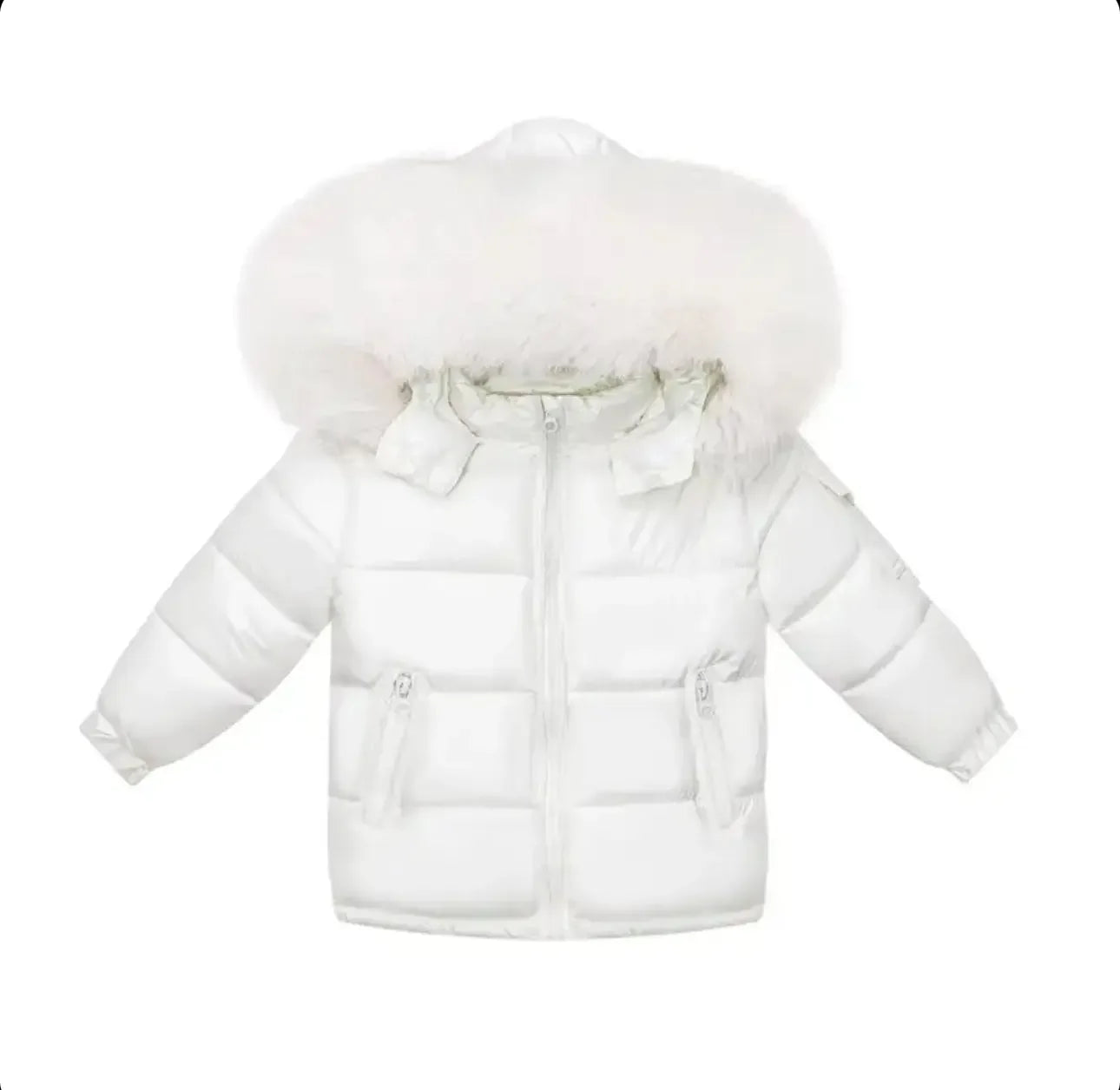 Cream Fur Hood Unisex Coat Dainty Delilah