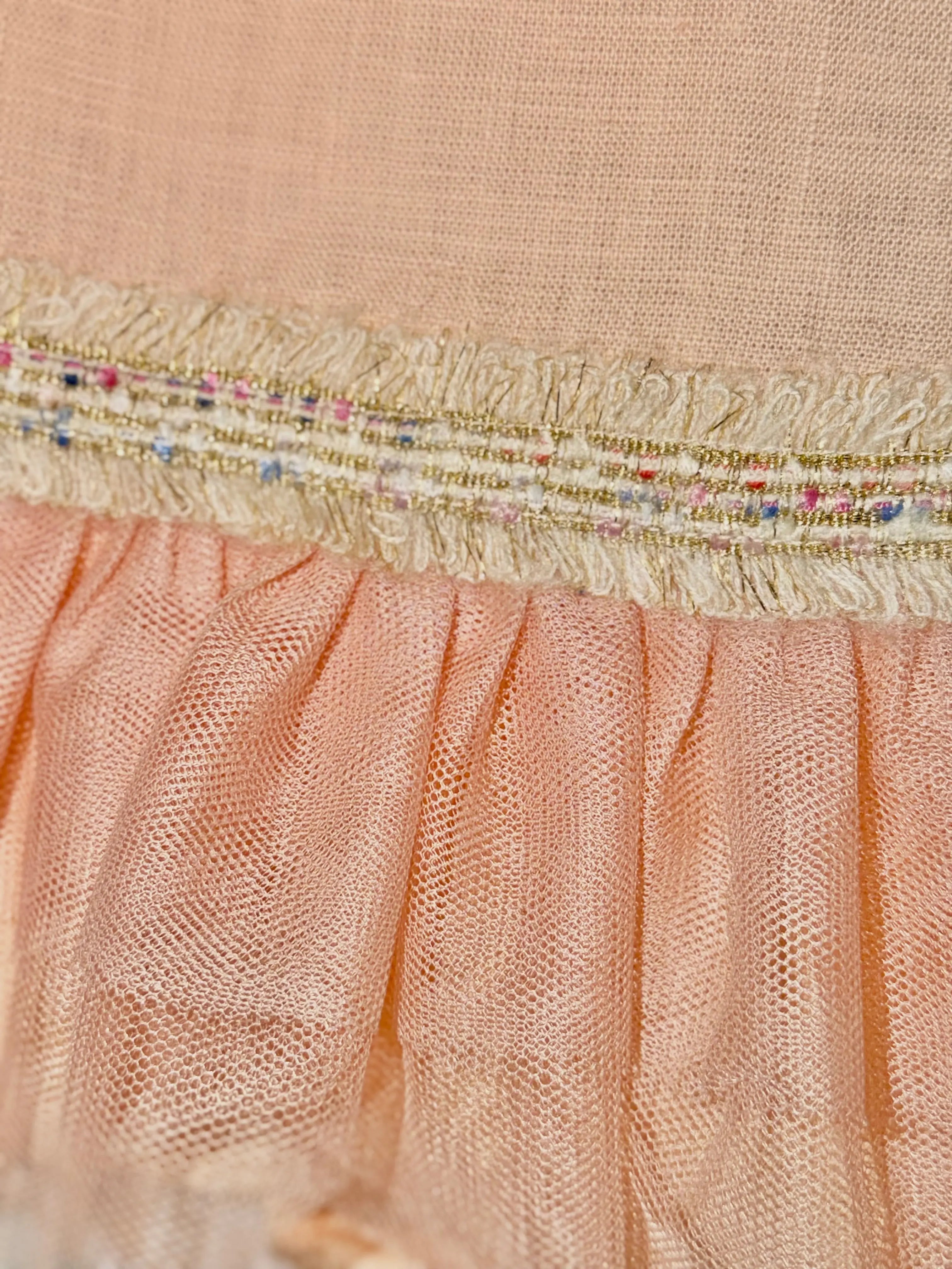 SS26 Naxos Baby Peach Linen Tulle Dress & Knickers Naxos