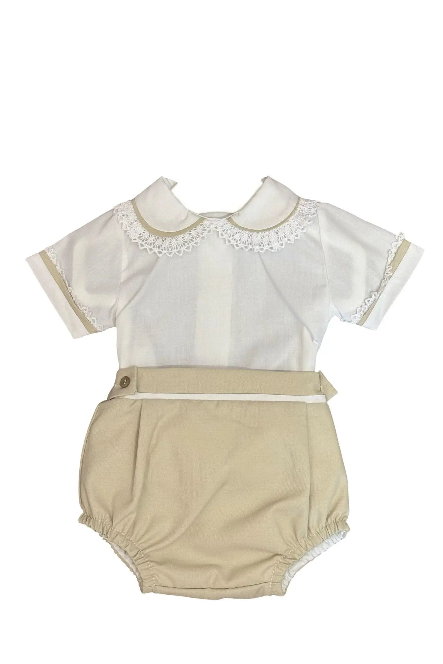 SS25 Baby Girls Pastel Beige Romper Dainty Delilah