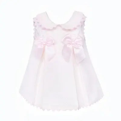 Baby Girls Pink Pleated Pique A Line Dress Dainty Delilah