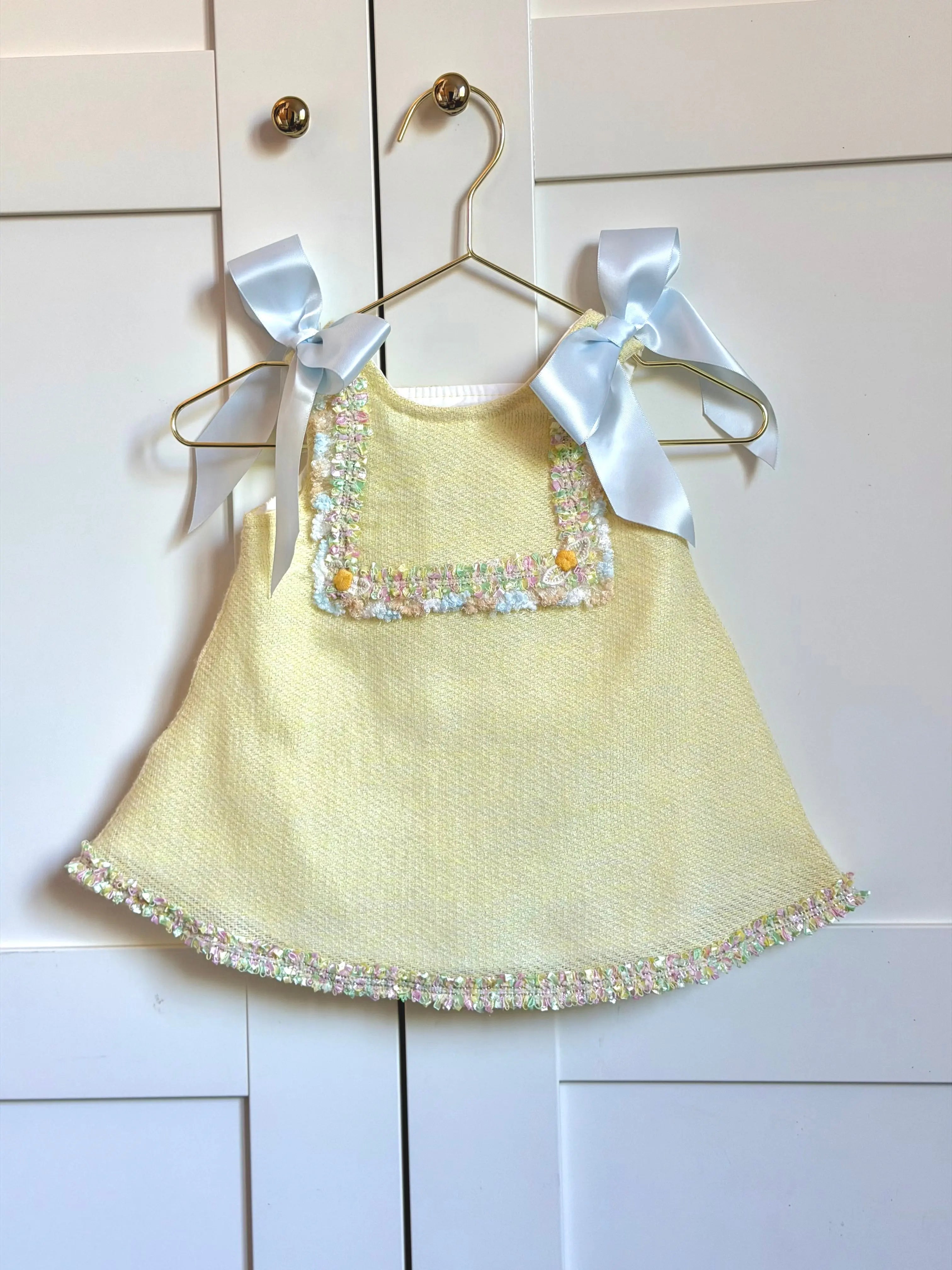 SS26 Baby Girls Lemon Open Back Tulle Dress Dainty Delilah