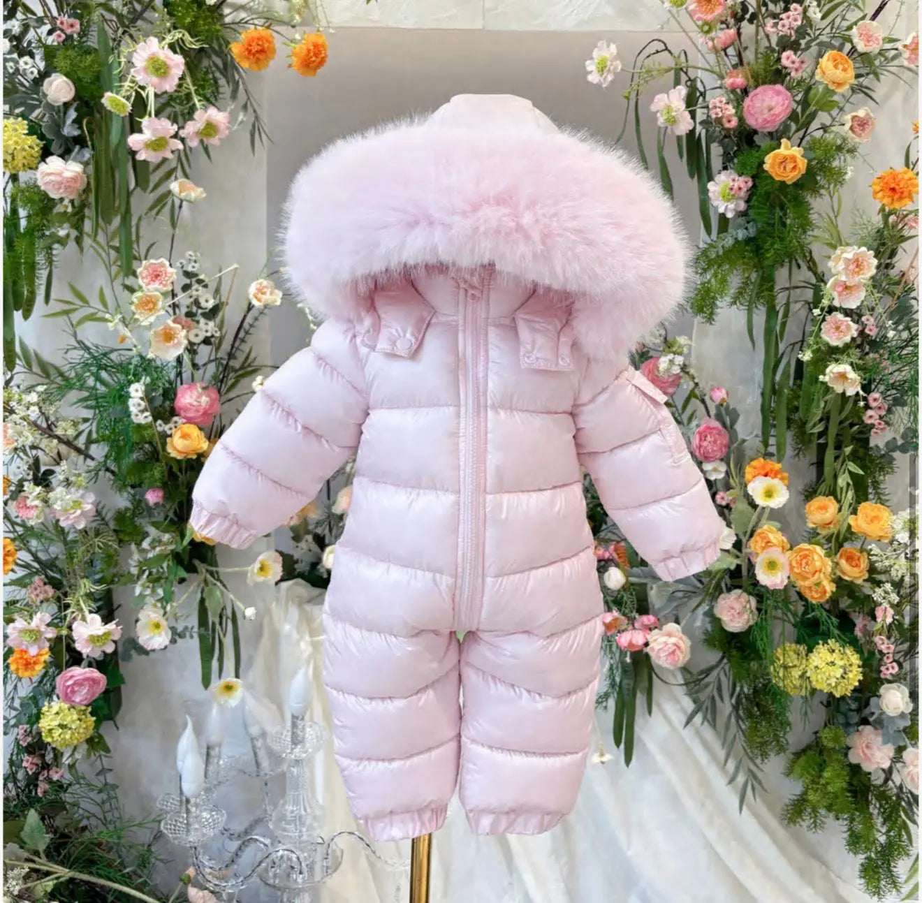 Baby Pink Detachable Fur & Skirt Snowsuit - Pre Order Dainty Delilah