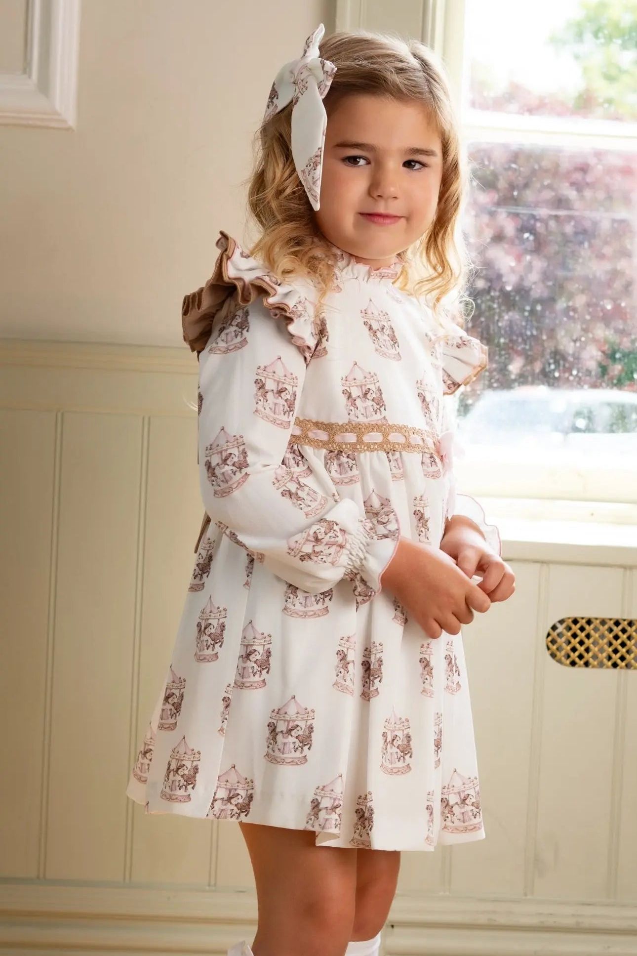 AW25 Babine Girls Pink Frill Carousel Dress Babine