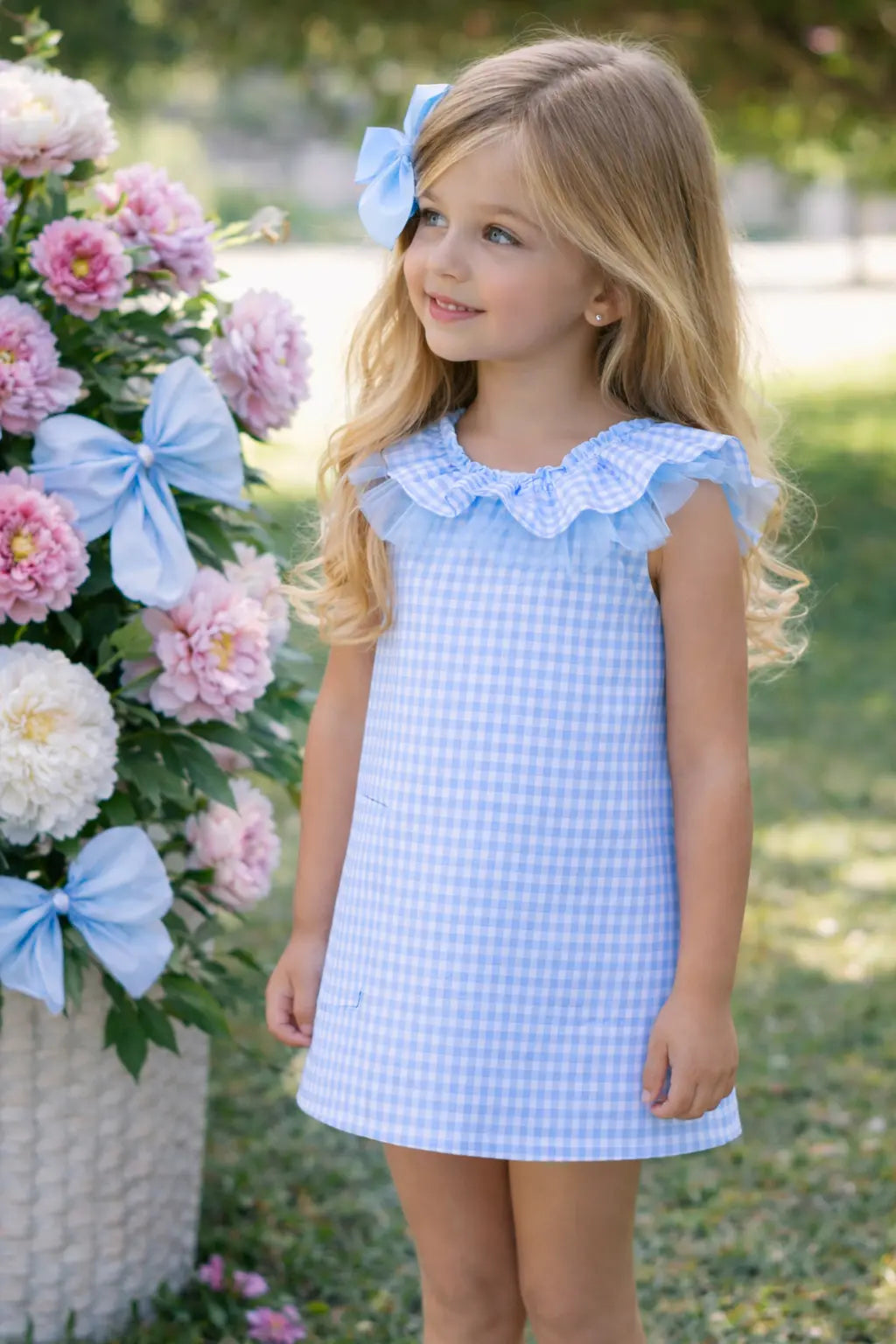 Babine Girls Gingham Tulle A Line Dress Babine