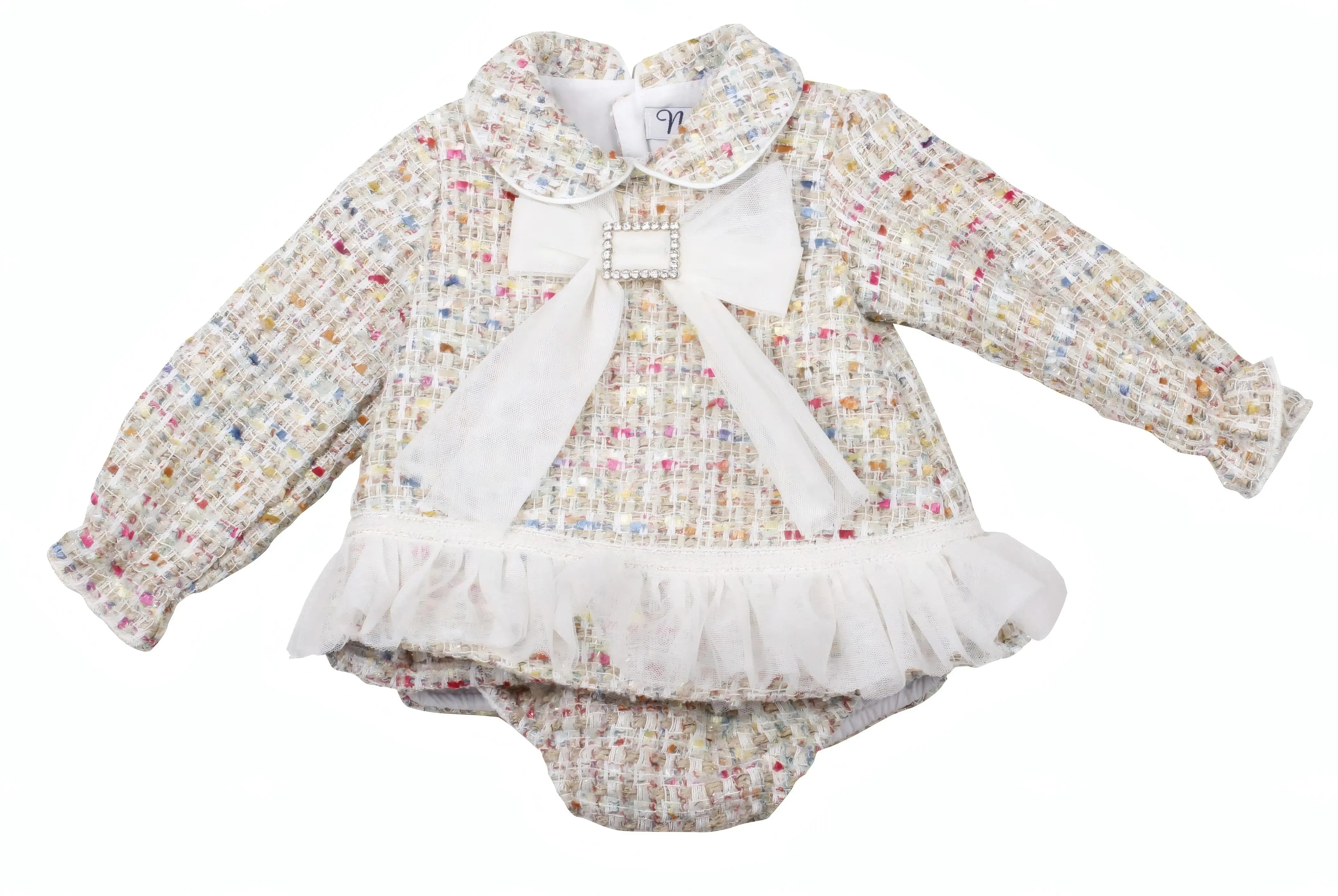 AW26 Naxos Baby Girls Multi Tweed Dress & Knickers Naxos