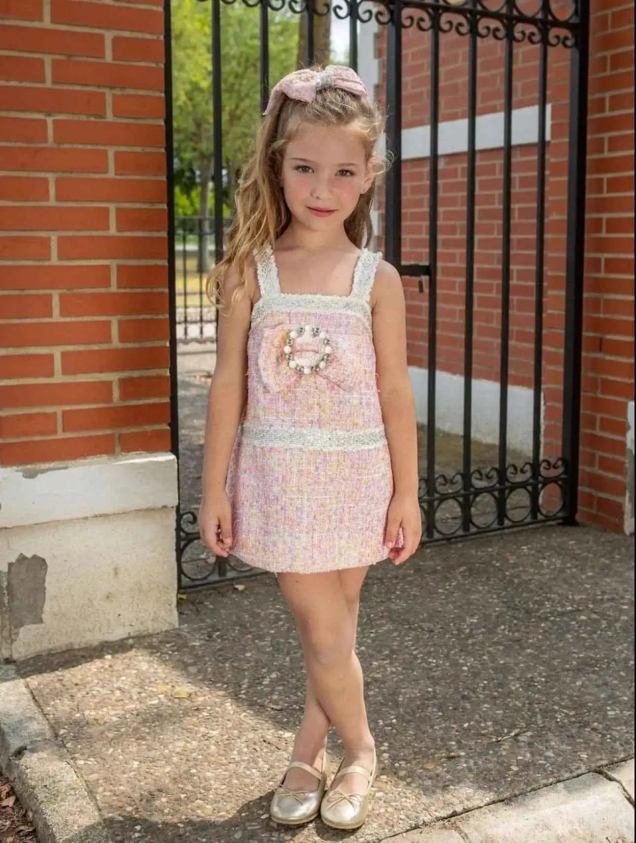 SS26 Naxos Girls Bubblegum Glitter Dress
