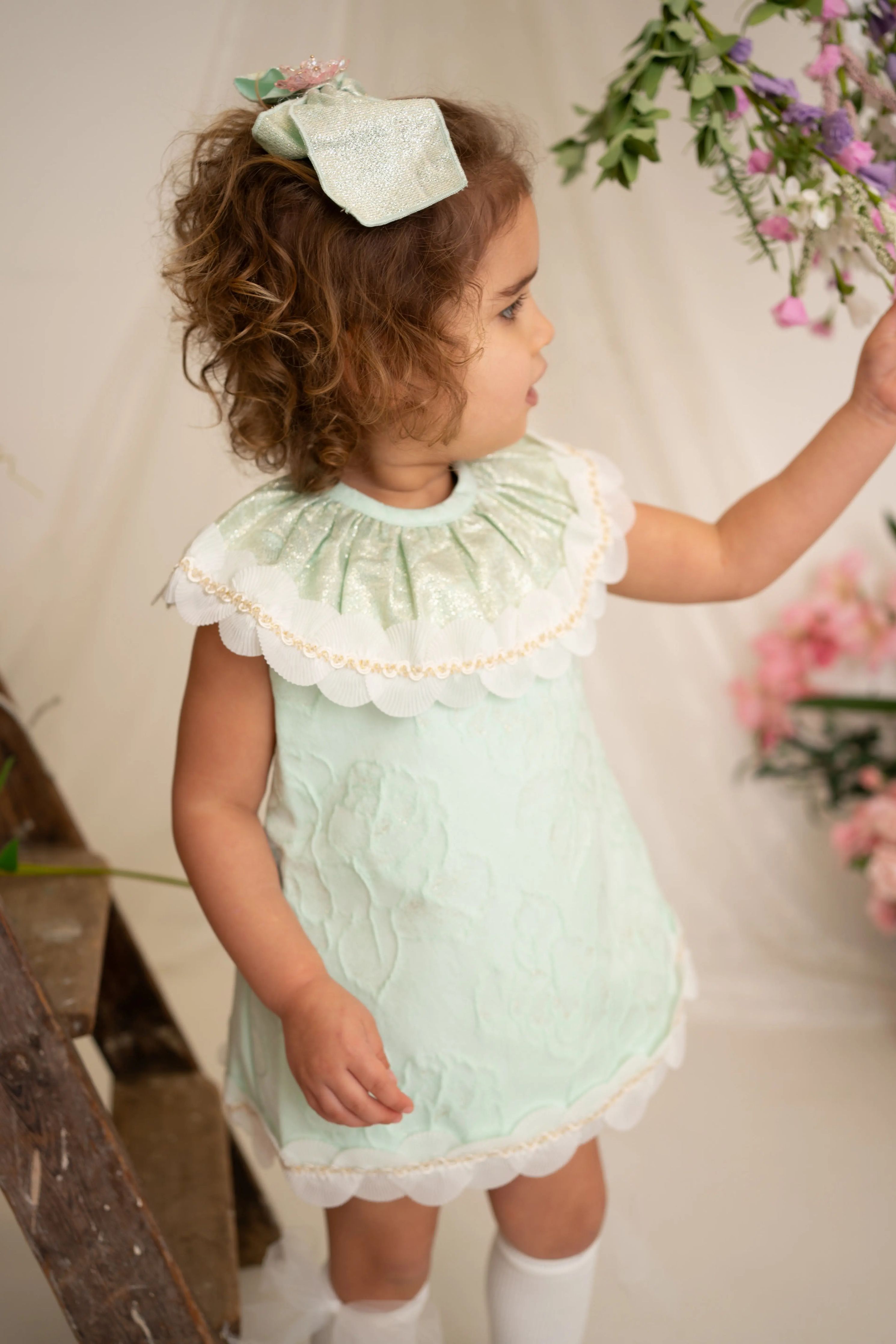 SS26 Naxos Baby Girls Mint Green Dress & Knickers Naxos
