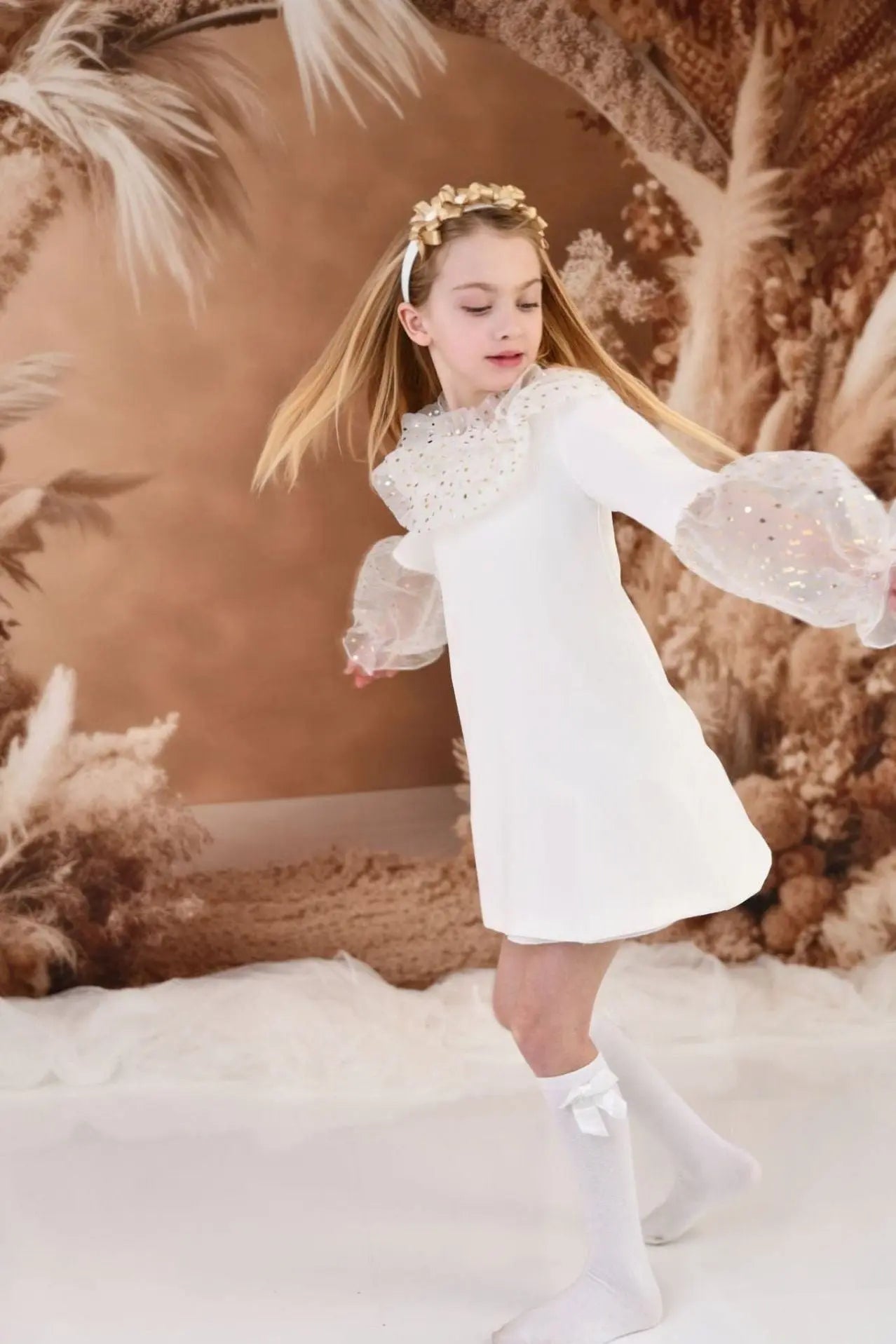 AW24 Rochy Girls Cream & Gold Aline Dress Rochy