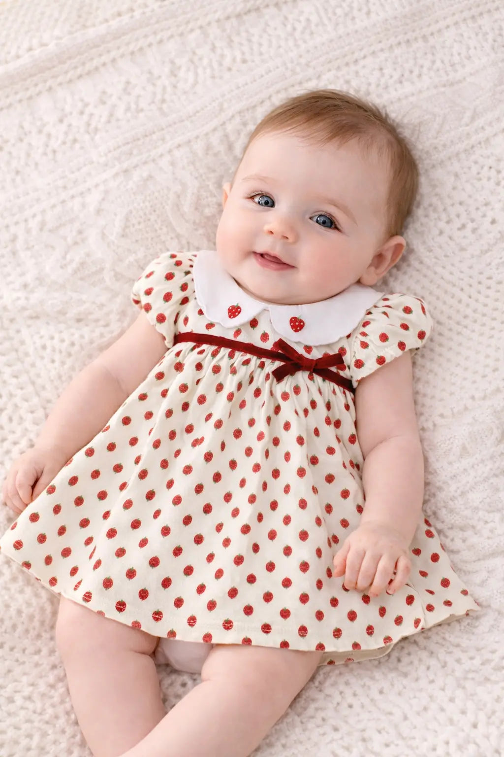 SS26 Baby Girls Strawberry Traditional Dress Dainty Delilah