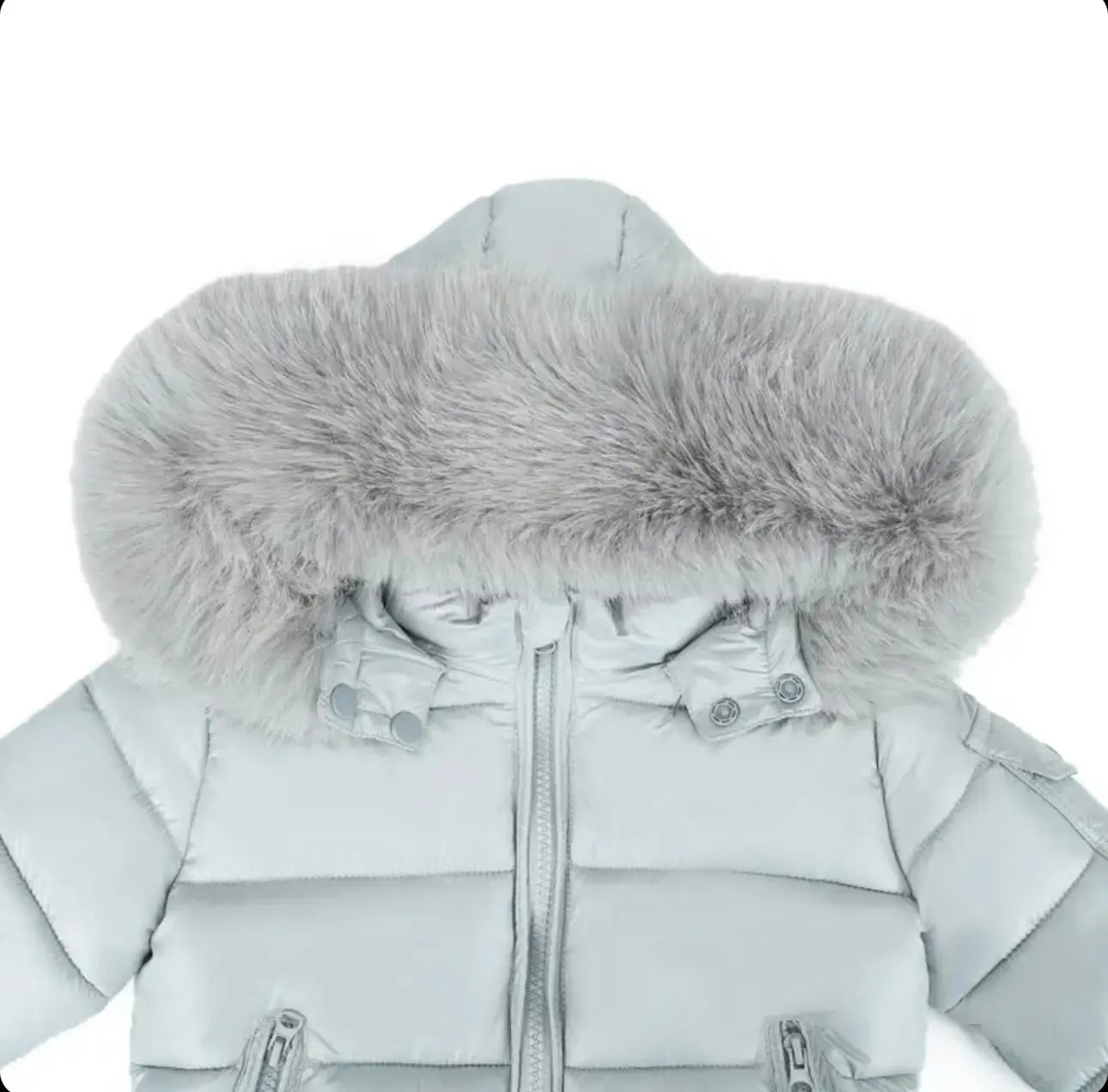 Grey Fur Hood Unisex Coat Dainty Delilah