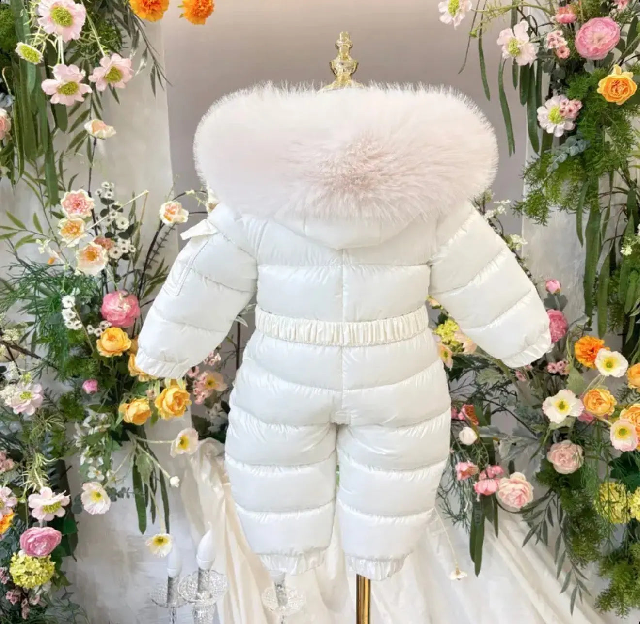 Cream Fur Belt Unisex Snowsuit - In Stock Dainty Delilah