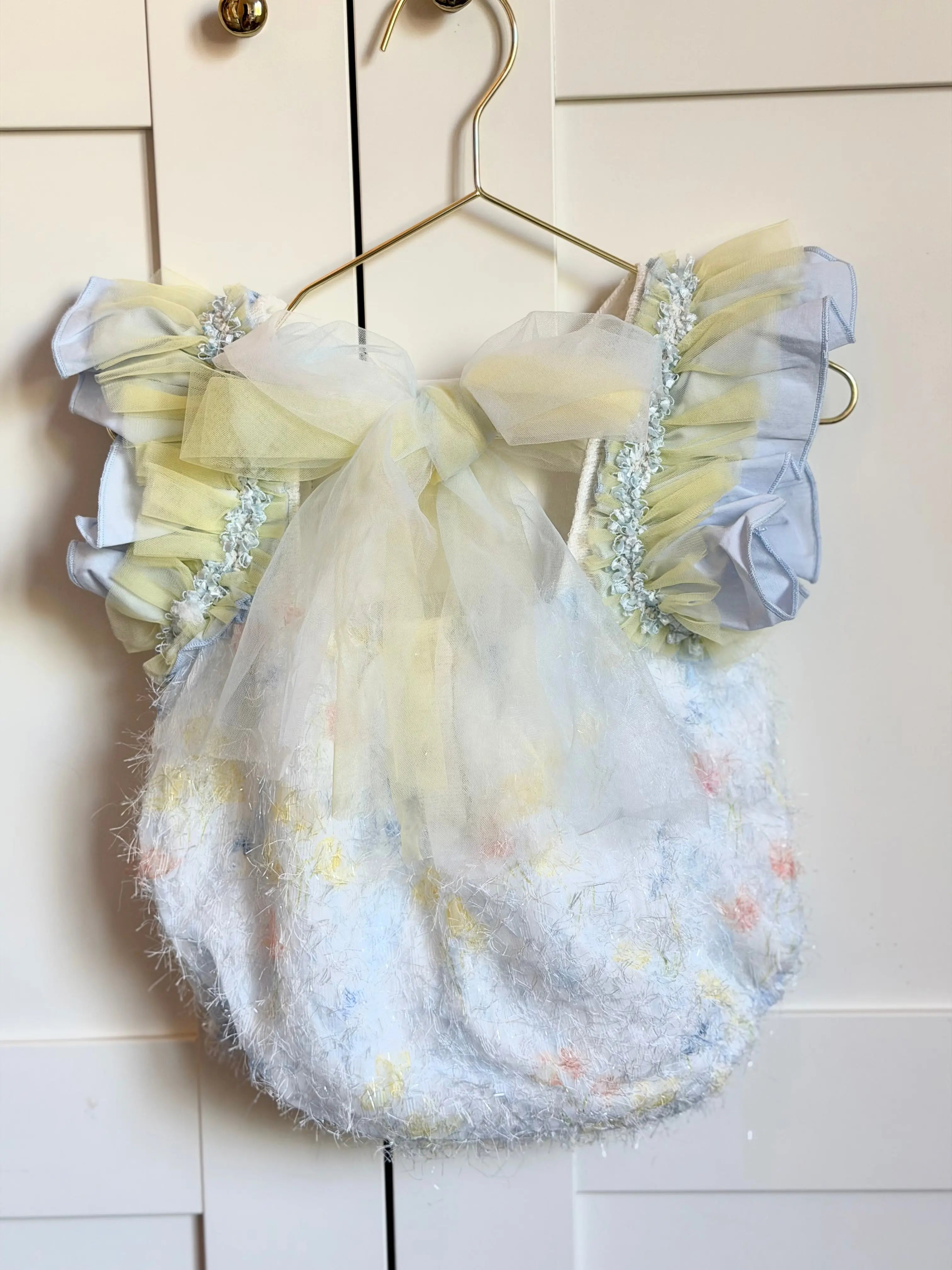 SS26 Baby Girls Multi Tulle Blue Romper Dainty Delilah