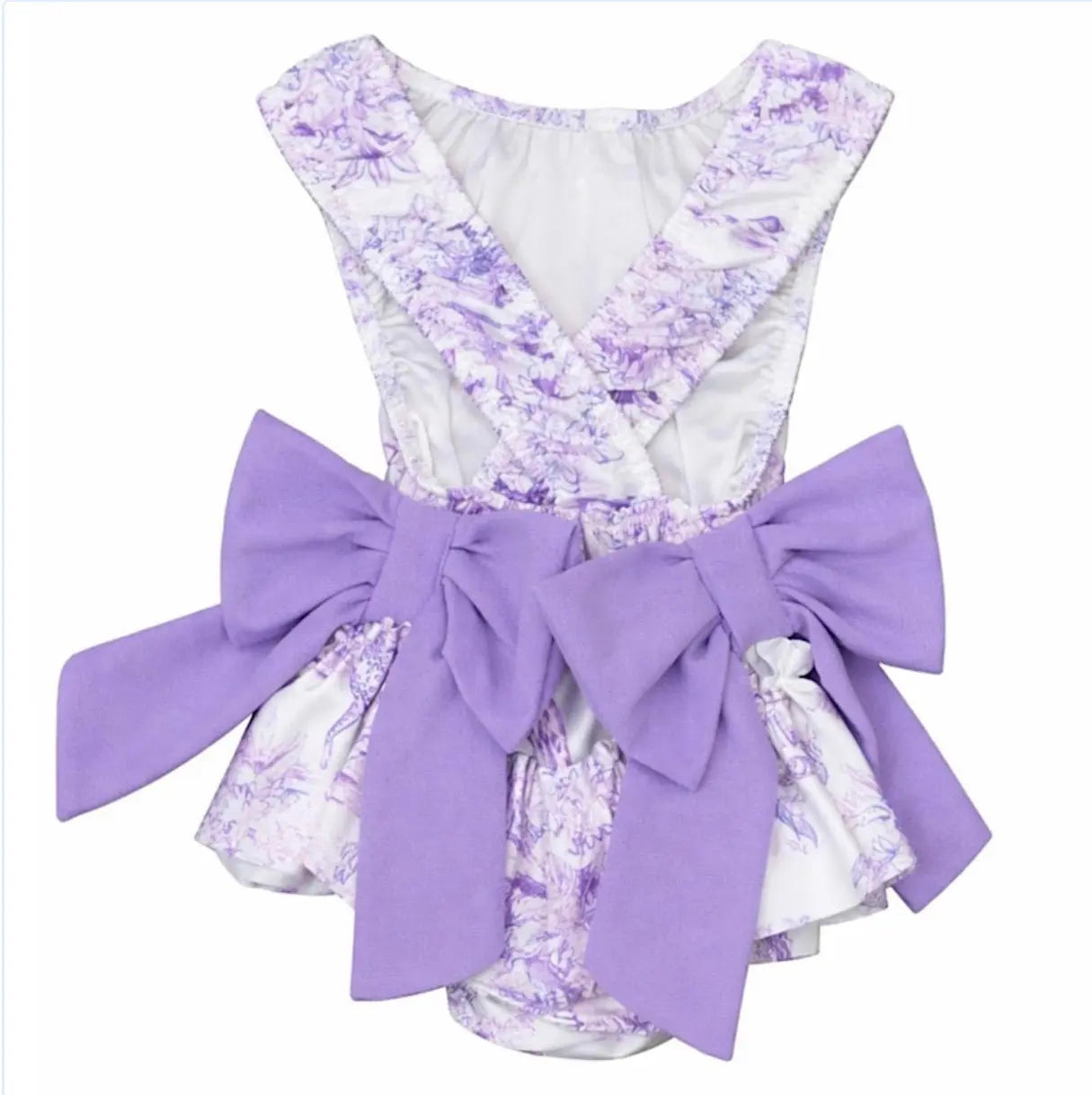 Girls Summer Lilac Toile Frilly Bow Swimming Costume Dainty Delilah