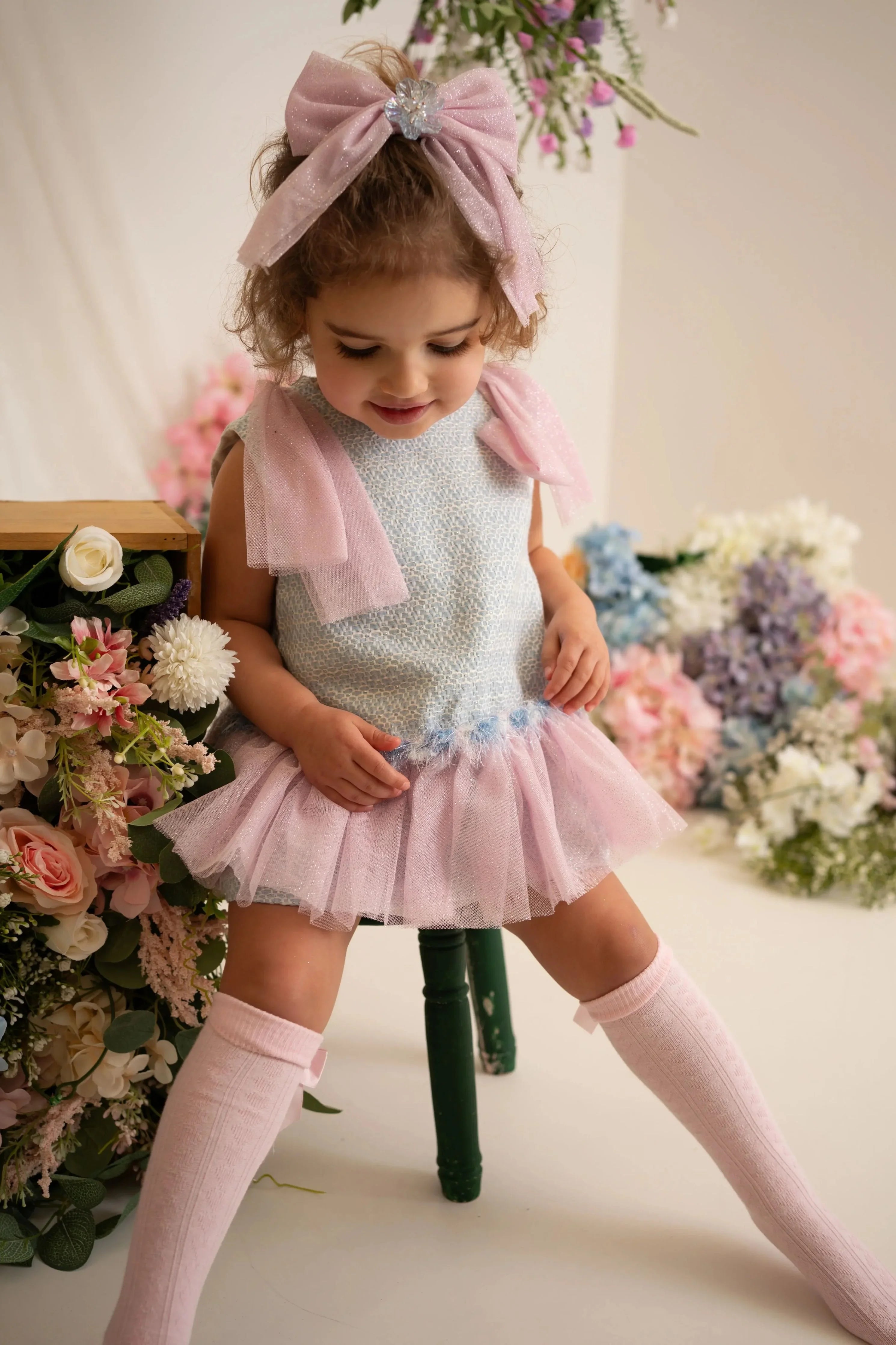 SS26 Naxos Baby Girls Bubblegum Tulle Dress & Knickers Naxos