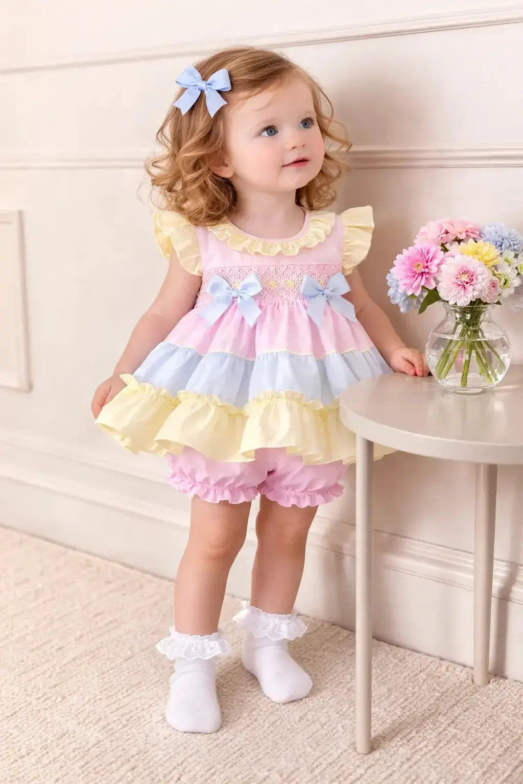 SS26 Baby Girls Easter Smock Dress & Knickers Dainty Delilah