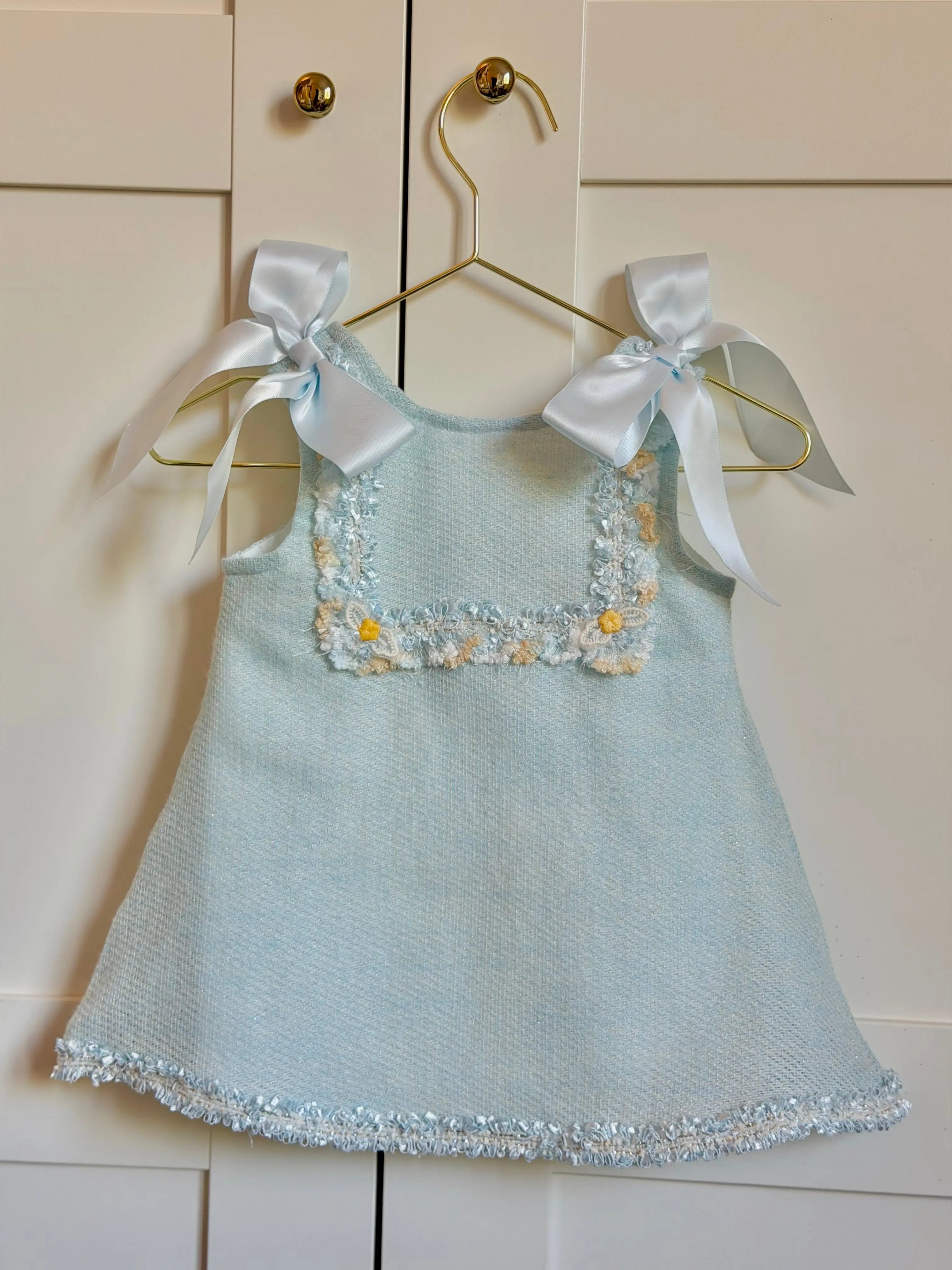 SS26 Baby Girls Blue Open Back Tulle Dress Dainty Delilah