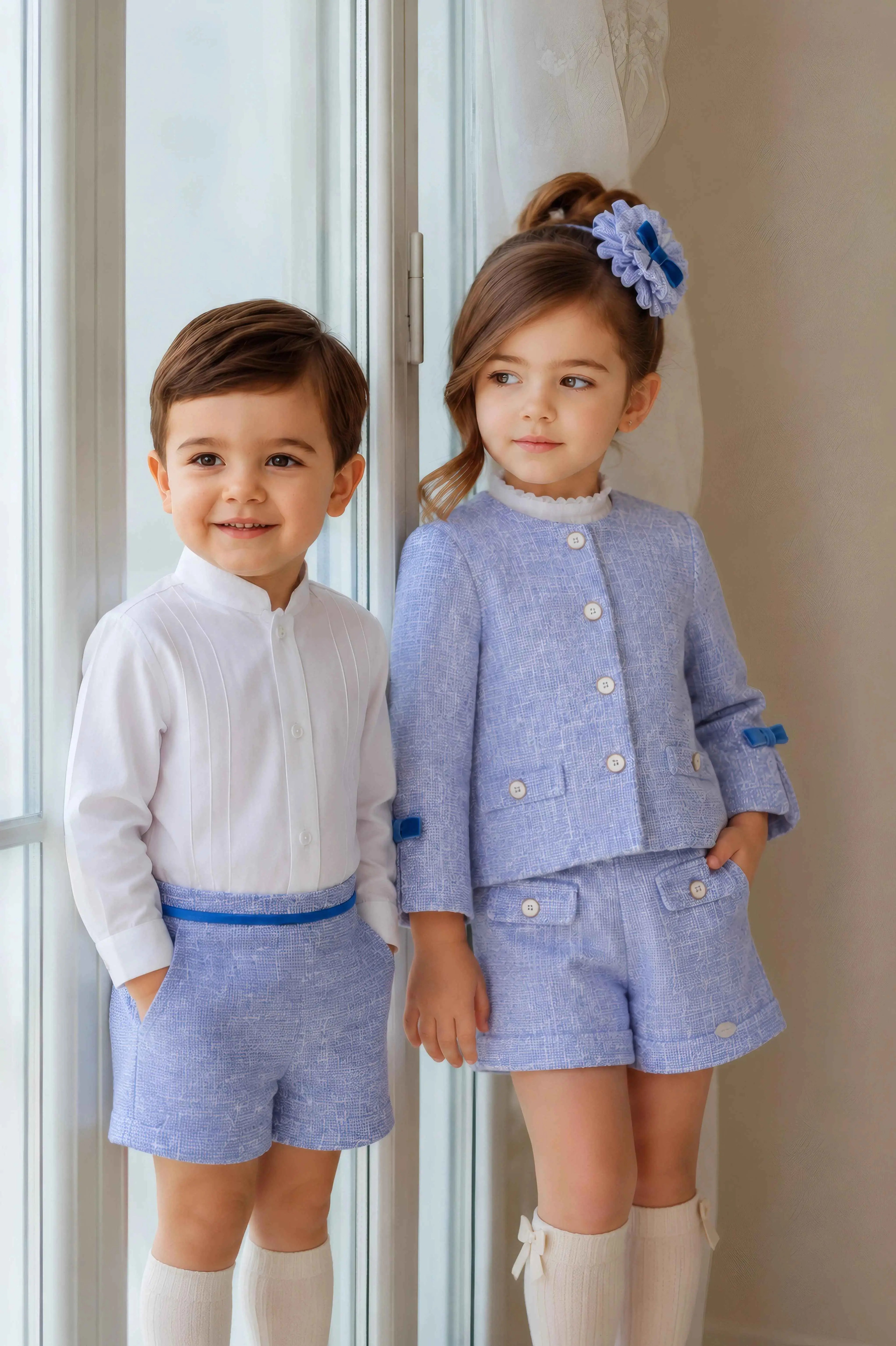 AW26 Miranda Girls Blue Tweed Blazer Short Set