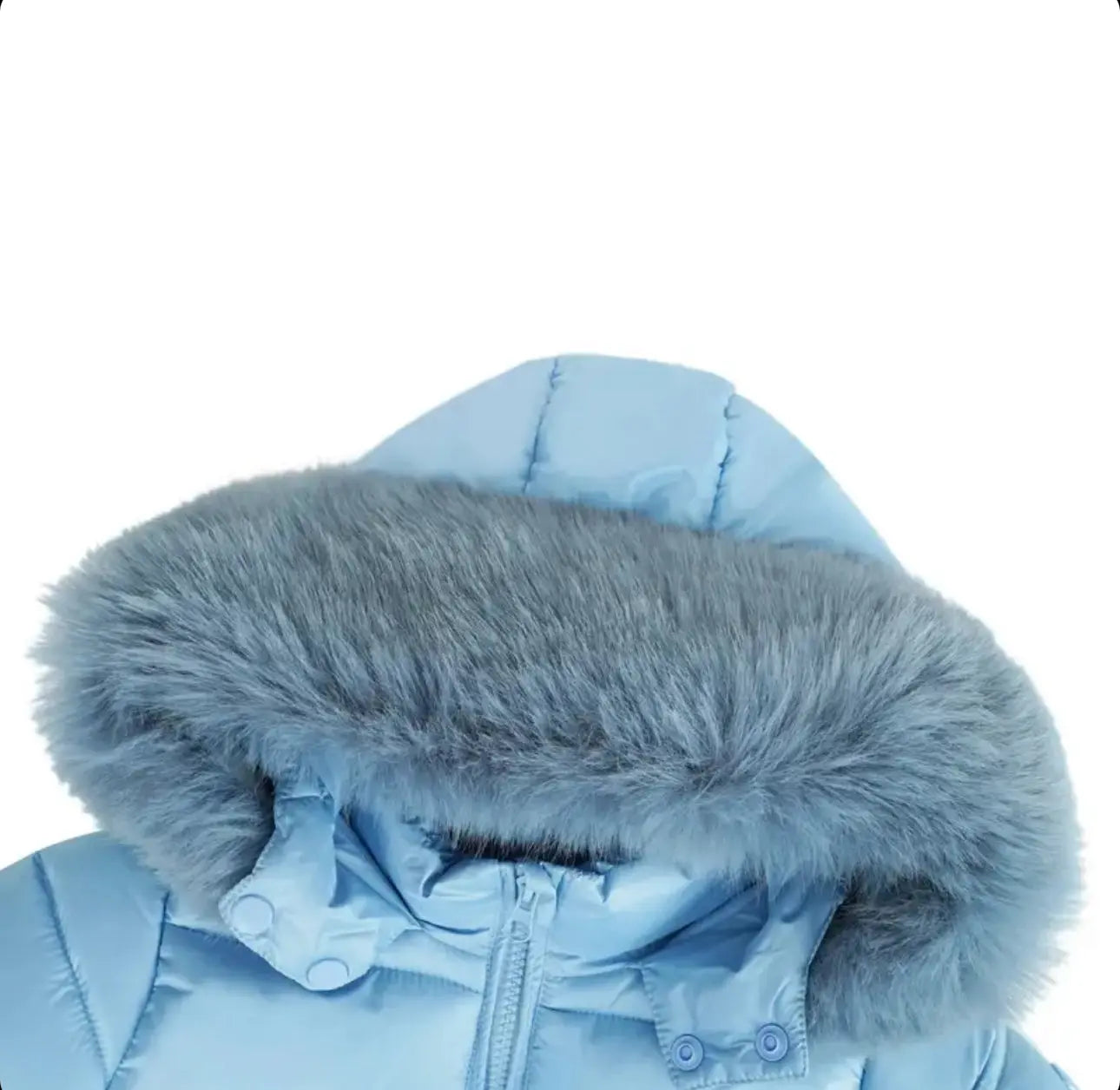 Ocean Blue Fur Hood Unisex Coat Dainty Delilah