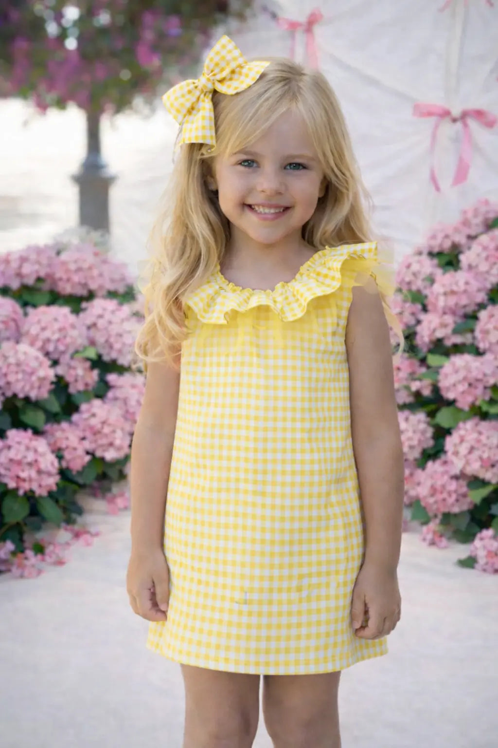 Babine Girls Gingham Tulle A Line Dress Babine