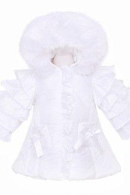 Girls White Frilly Fur Coat Dainty Delilah