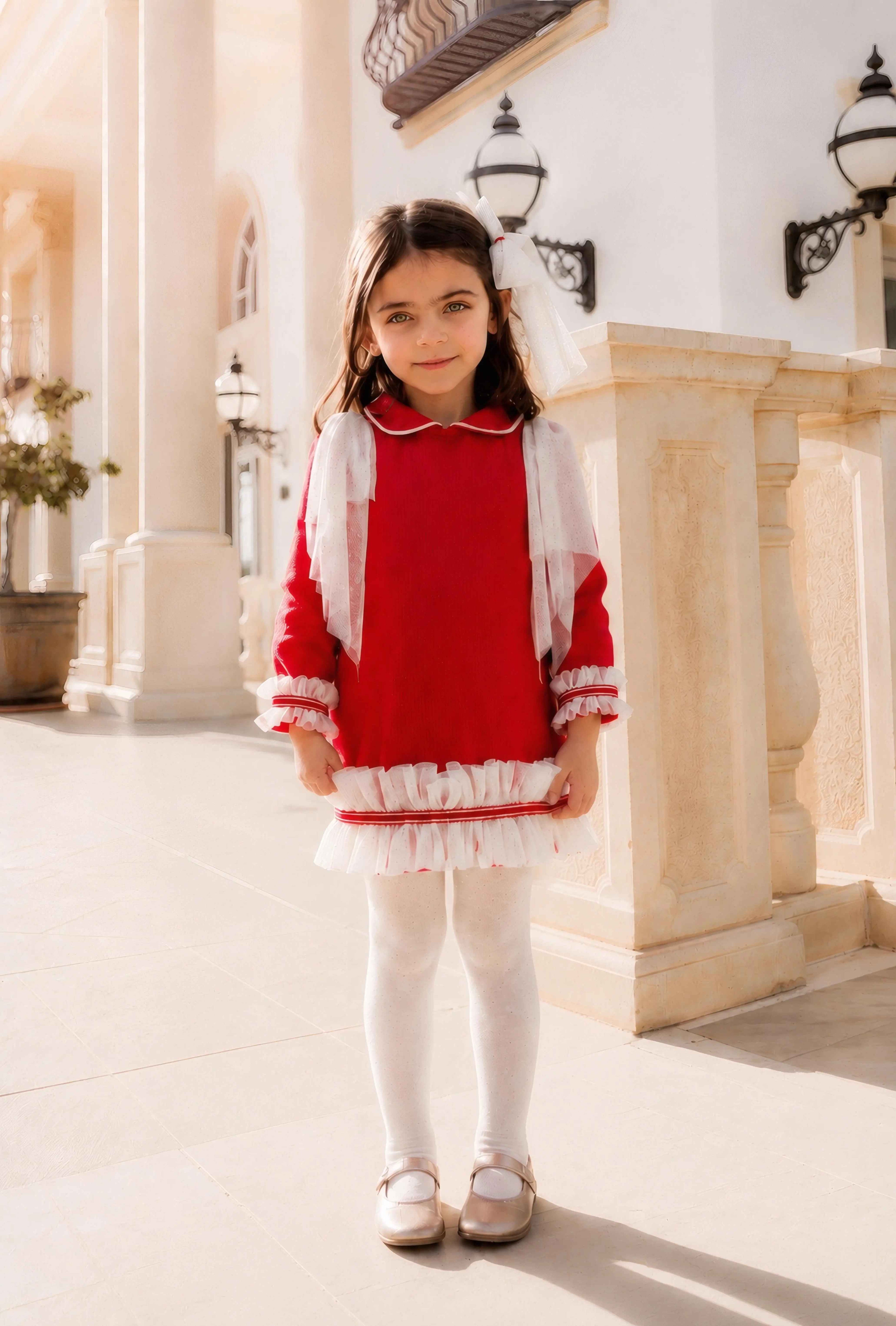 AW26 Naxos Girls Red Christmas A Line Dress