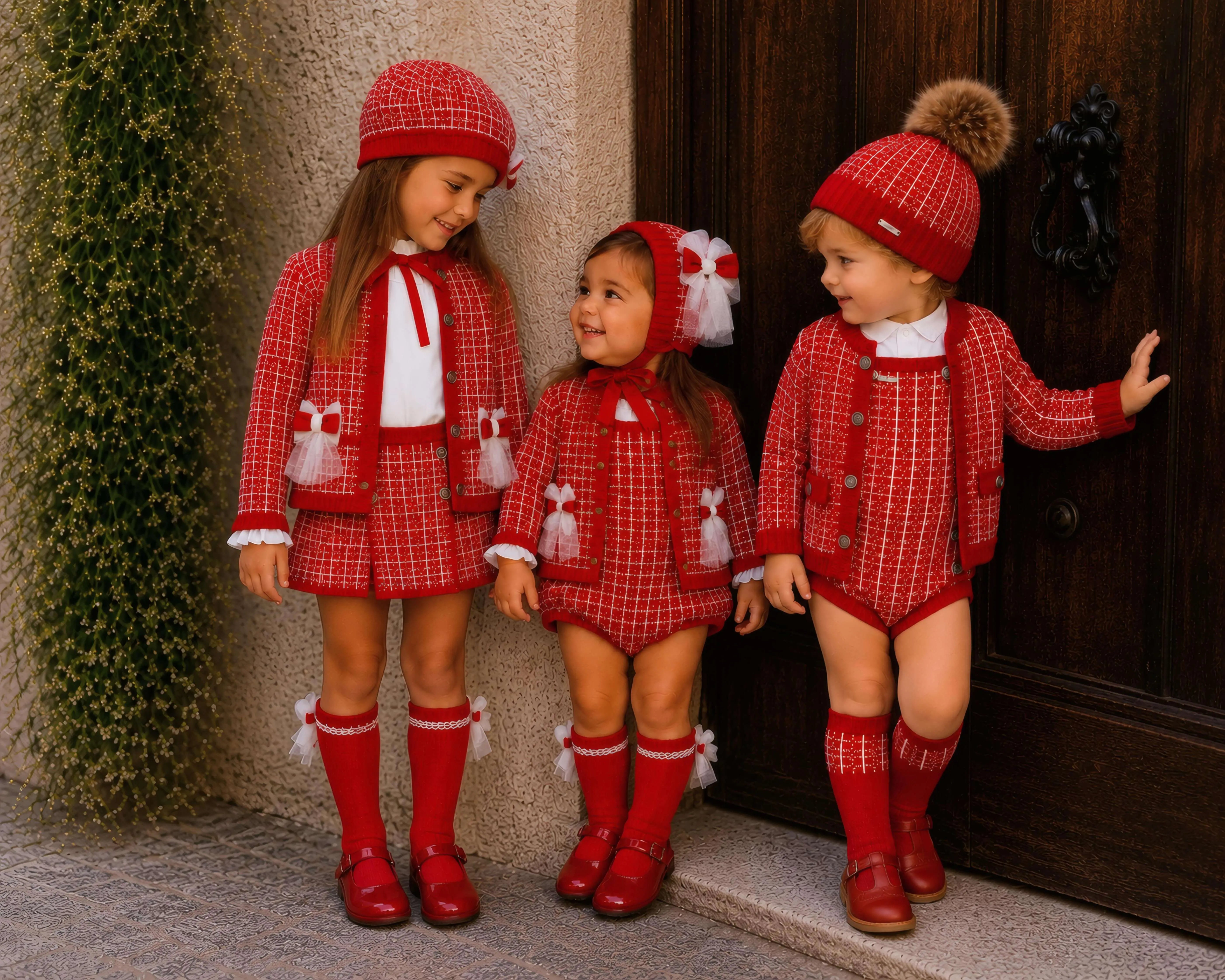 AW26 Rahigo Baby Boys Red Knitted Romper 5P Set Rahigo Moda Infantil