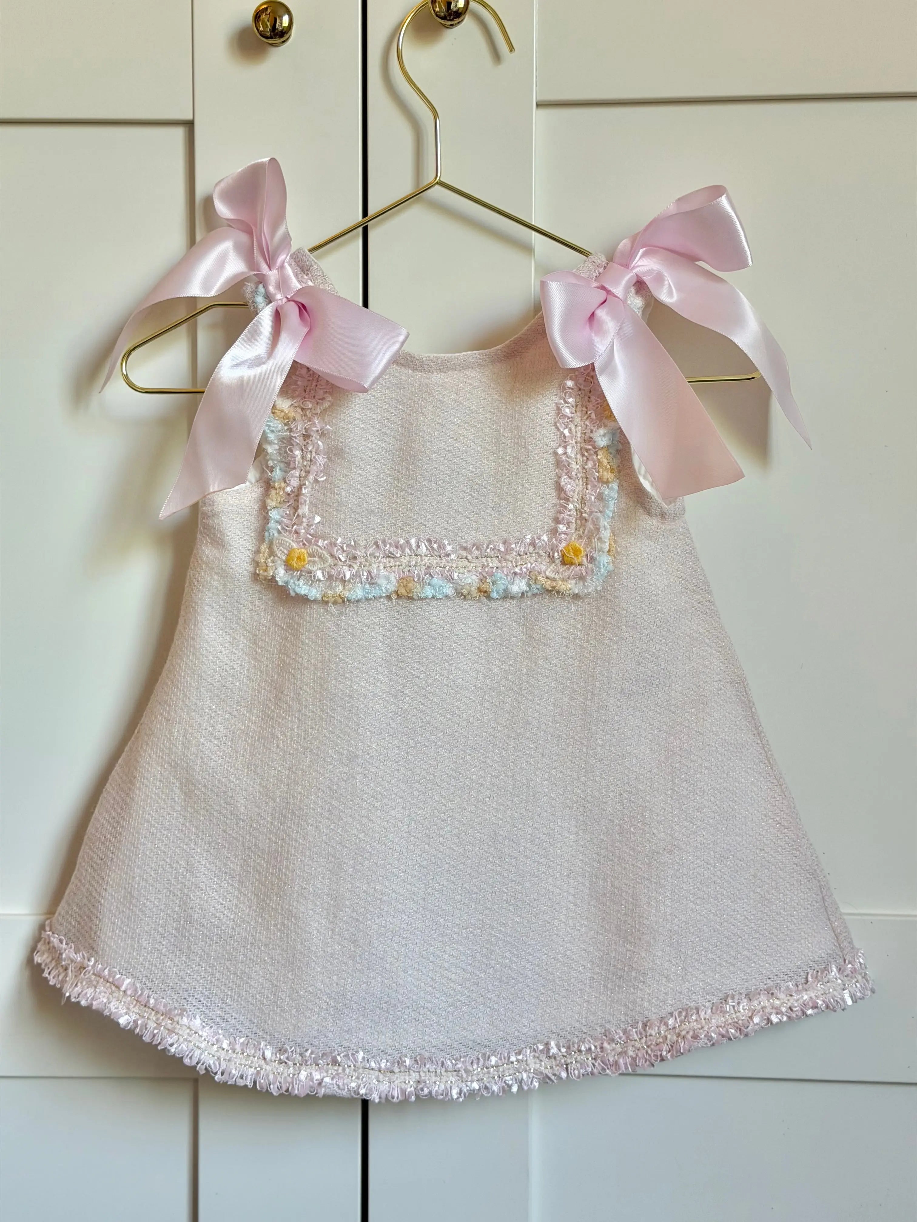 SS26 Baby Girls Pink Open Back Tulle Dress Dainty Delilah