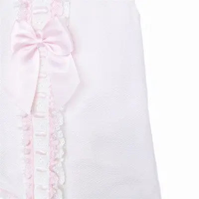 SS26 Baby Girls Pink Pique Ribbon Dress Dainty Delilah