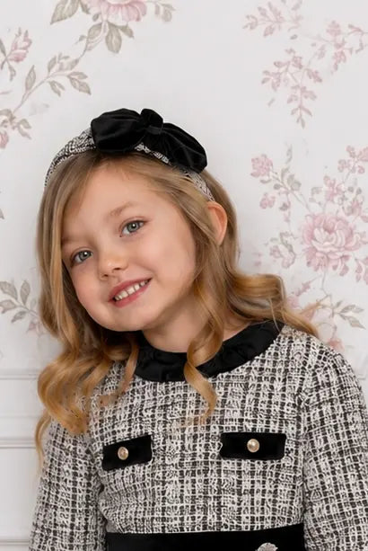 AW26 Miranda Girls Black Tweed Headband Miranda
