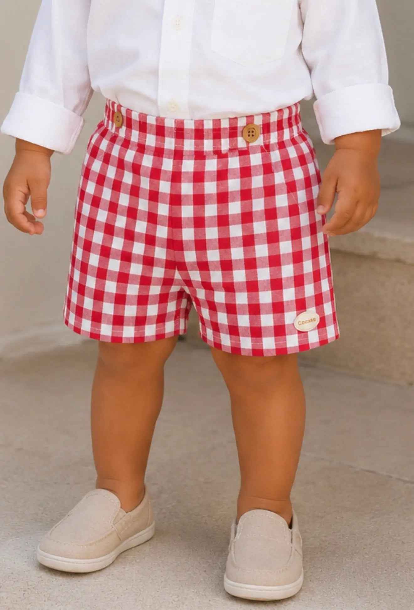 SS26 Babine boys Red Check shorts