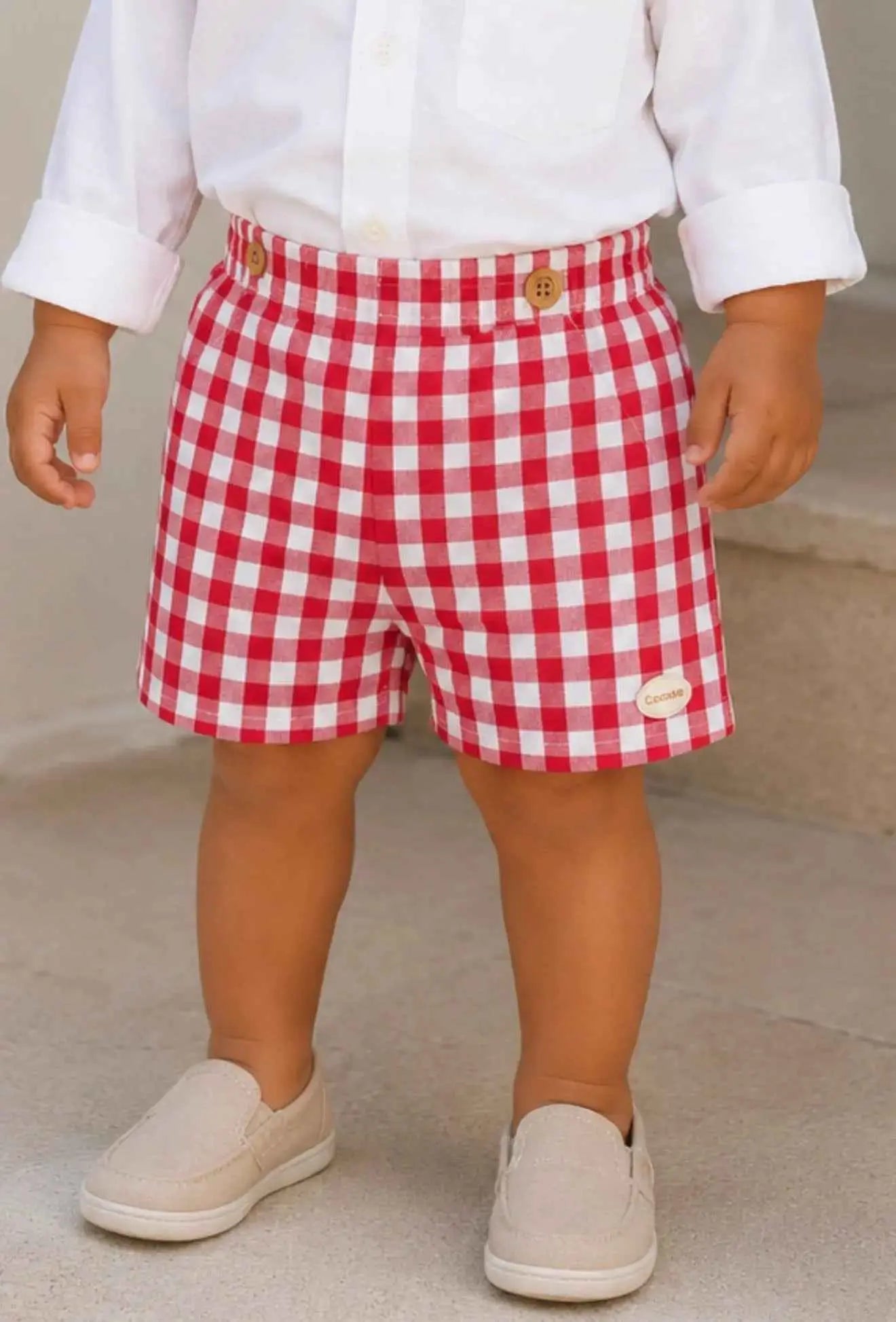 SS26 Babine boys Red Check shorts