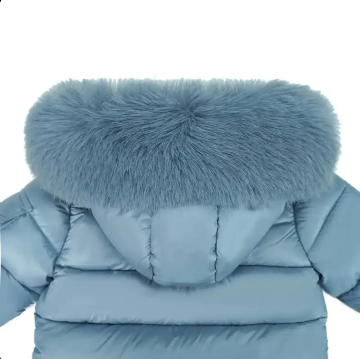 Petrol Blue Fur Hood Unisex Coat Dainty Delilah