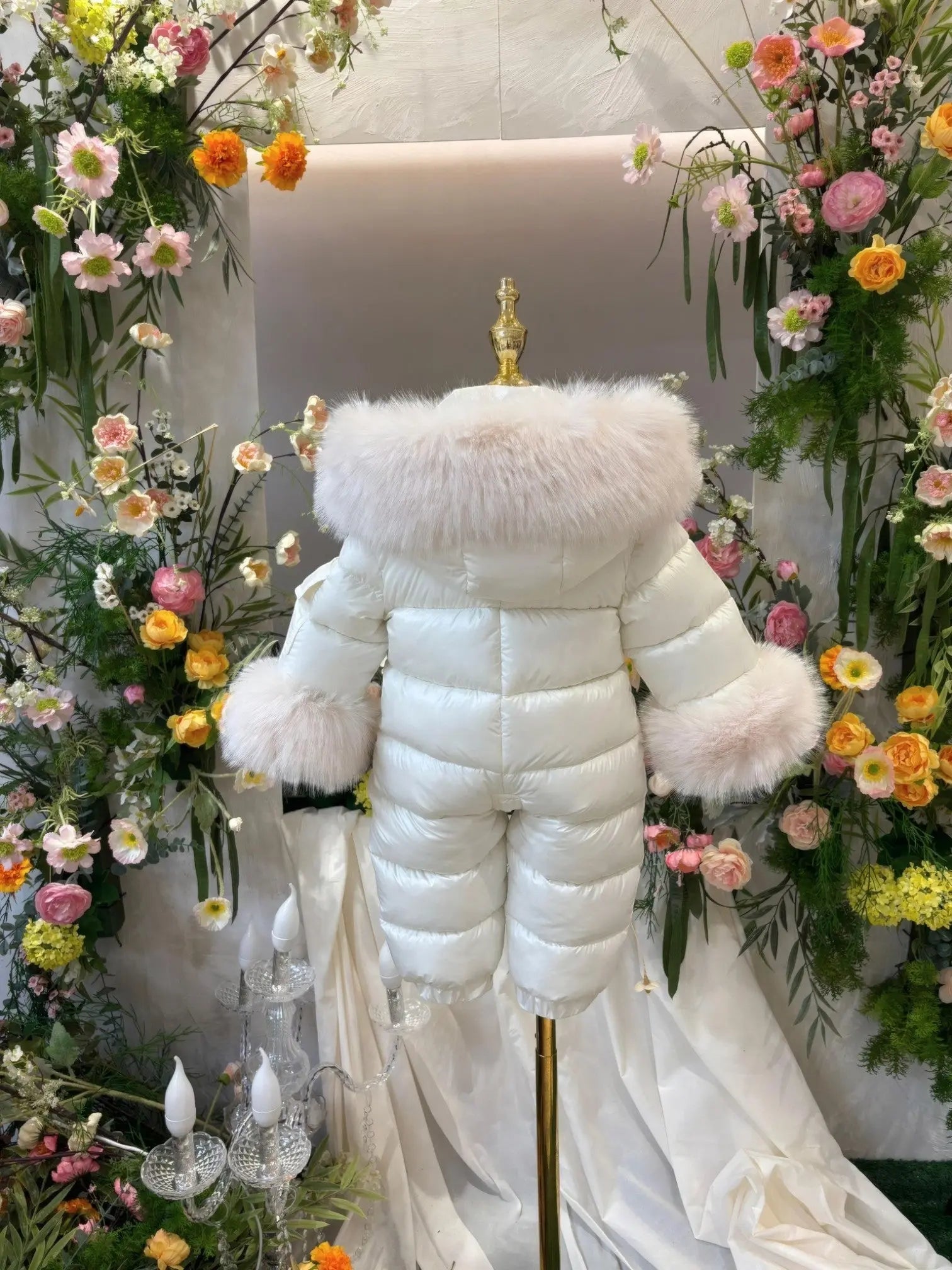 Cream Detachable Fur Snowsuit - In Stock Dainty Delilah