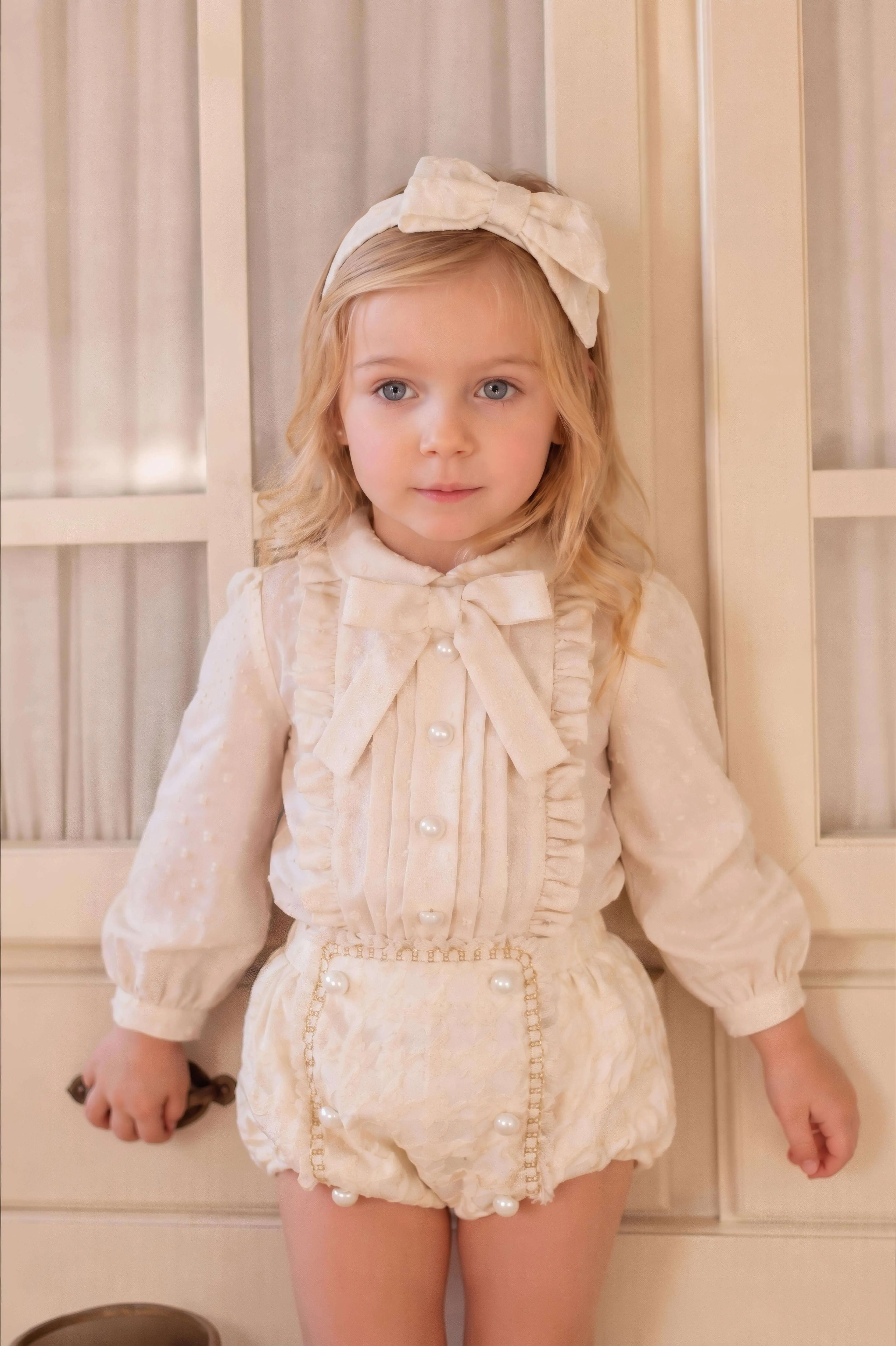 AW26 Rochy Girls Ivory Pearl Detail Jam Pant Set Rochy