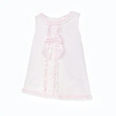 SS26 Baby Girls Pink Pique Ribbon Dress Dainty Delilah
