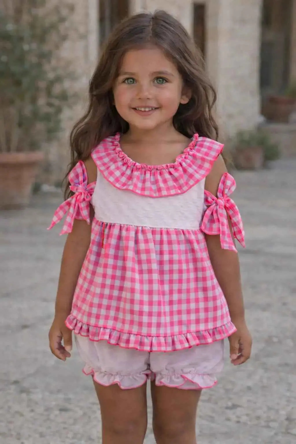 SS26 Babine Girls Pink Gingham Short Set
