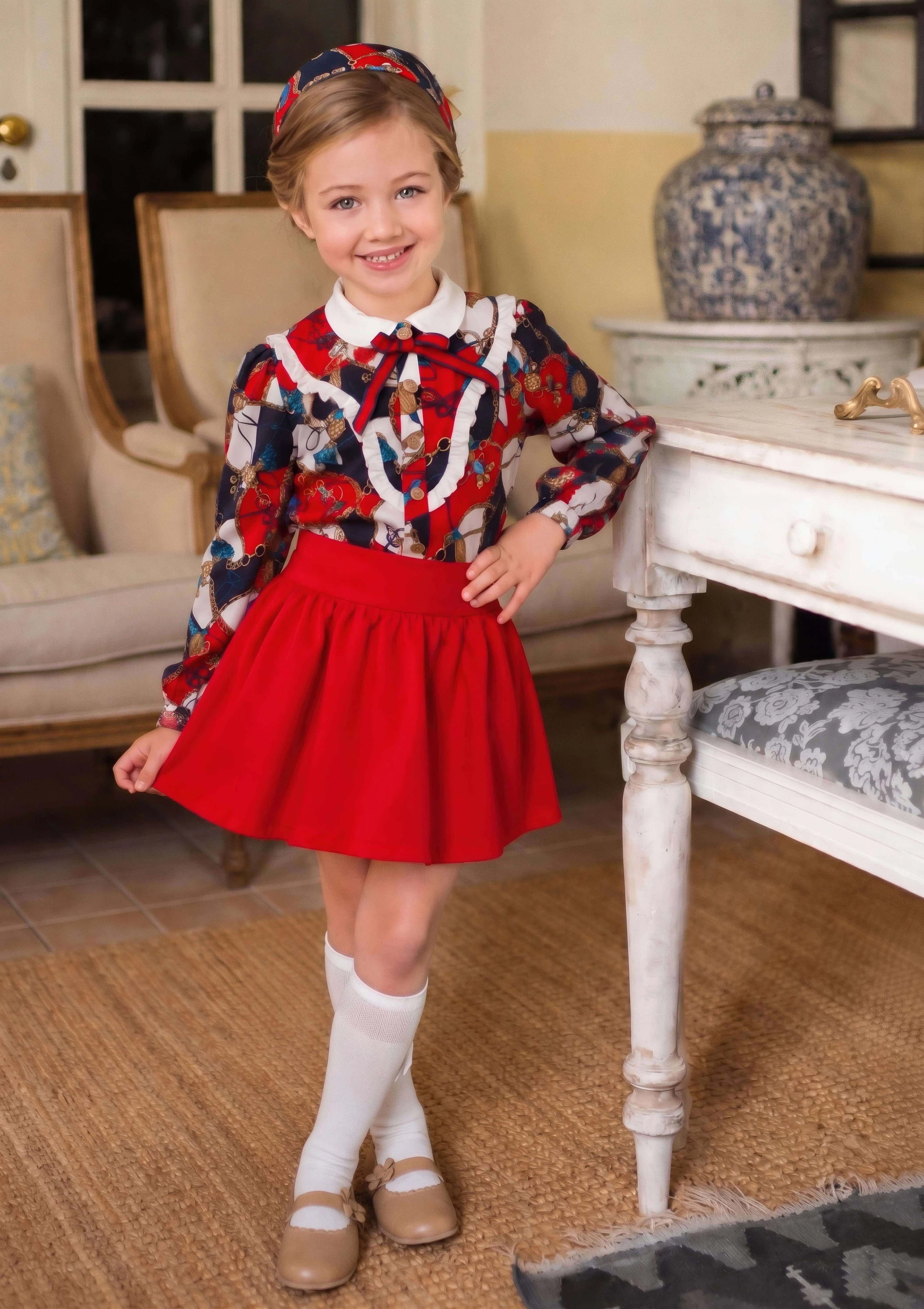 AW26 Rochy Girls D&G Chains Print Skirt Set Rochy