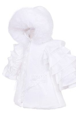 Girls White Frilly Fur Coat Dainty Delilah