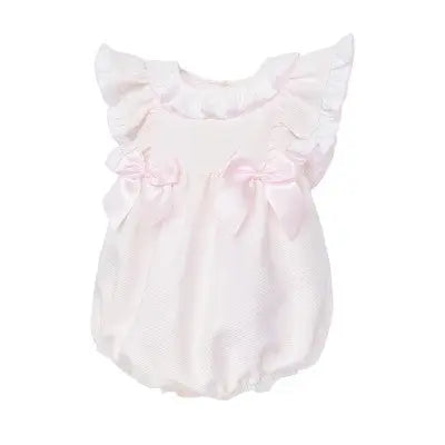 SS26 Baby Girls Pink Pique Frill Romper Dainty Delilah