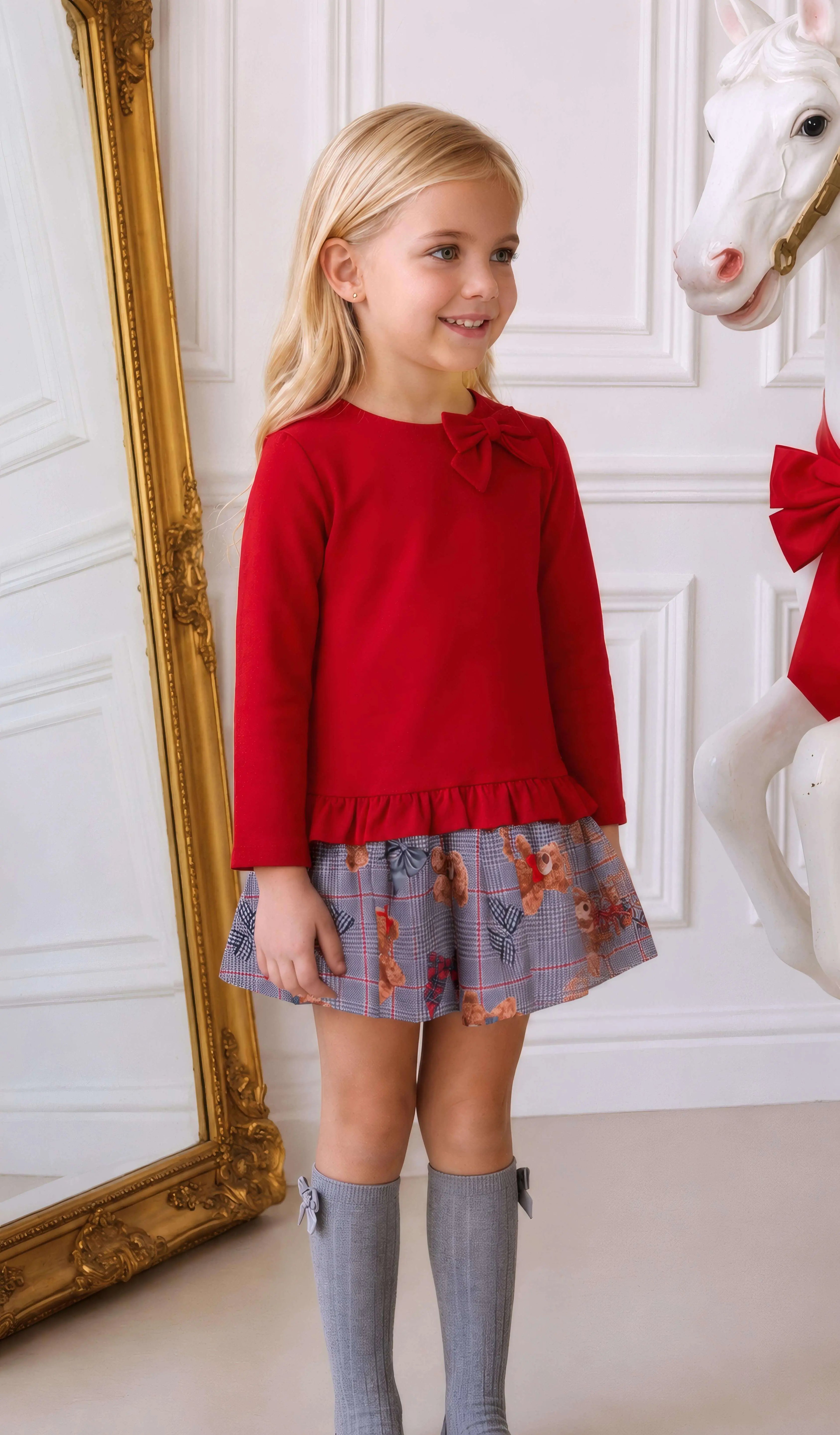 AW26 Miranda Girls Jumper Teddy Bear Dress Miranda