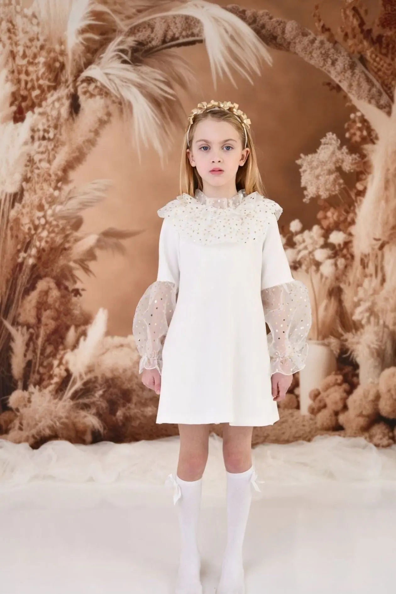 AW24 Rochy Girls Cream & Gold Aline Dress Rochy
