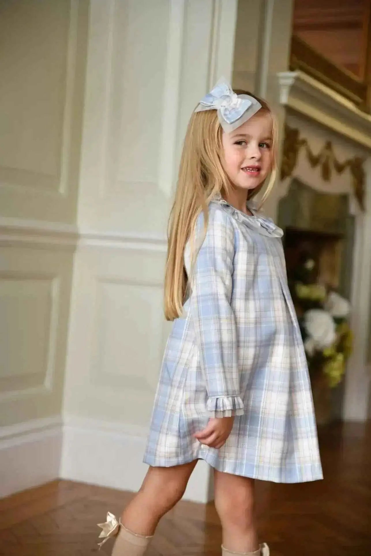 AW24 Babine Girls Blue & Silver Aline Dress